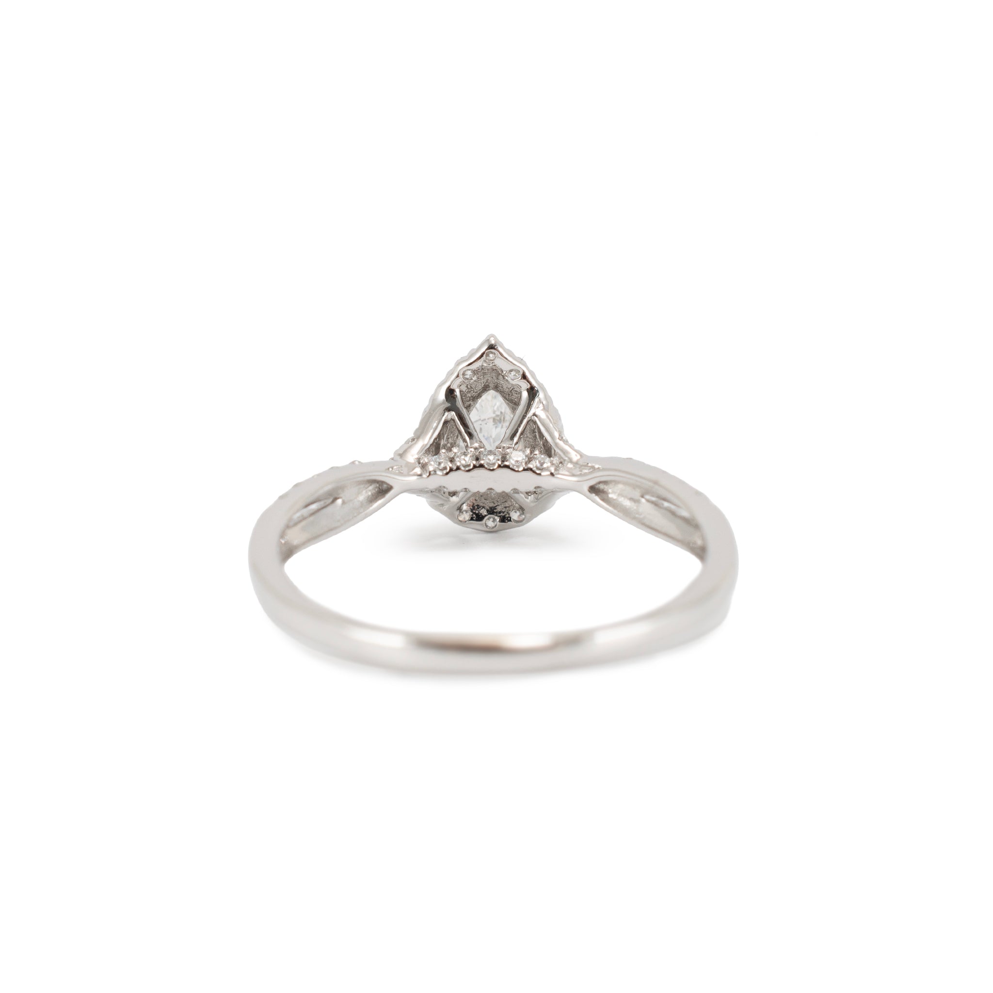 14K White Gold 1.10ct Pear Shape Cut Lab Grown Diamond Halo Engagement Ring