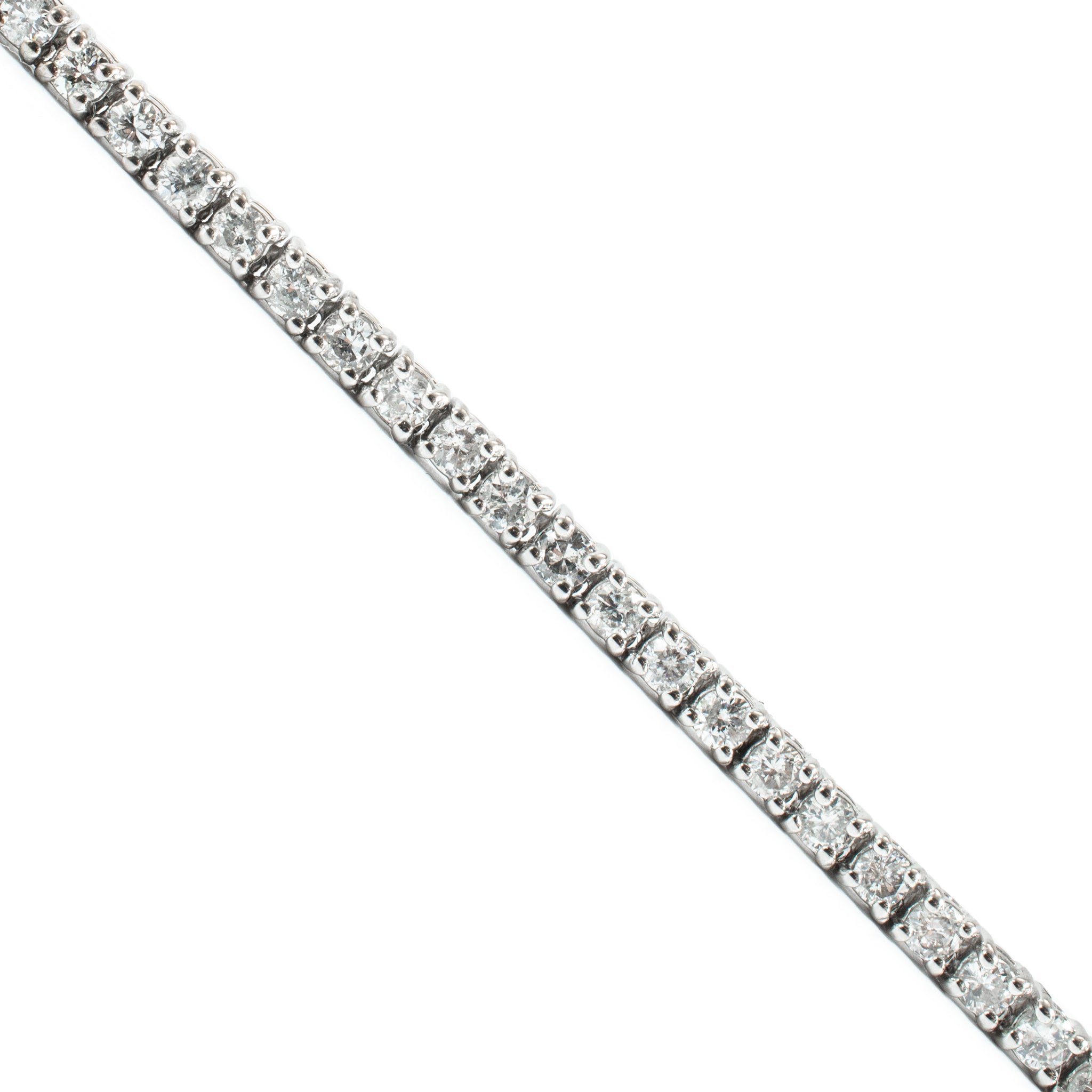 18K White Gold 7.00ct Round Diamond 4 Prongs Tennis Chain Matinee Necklace