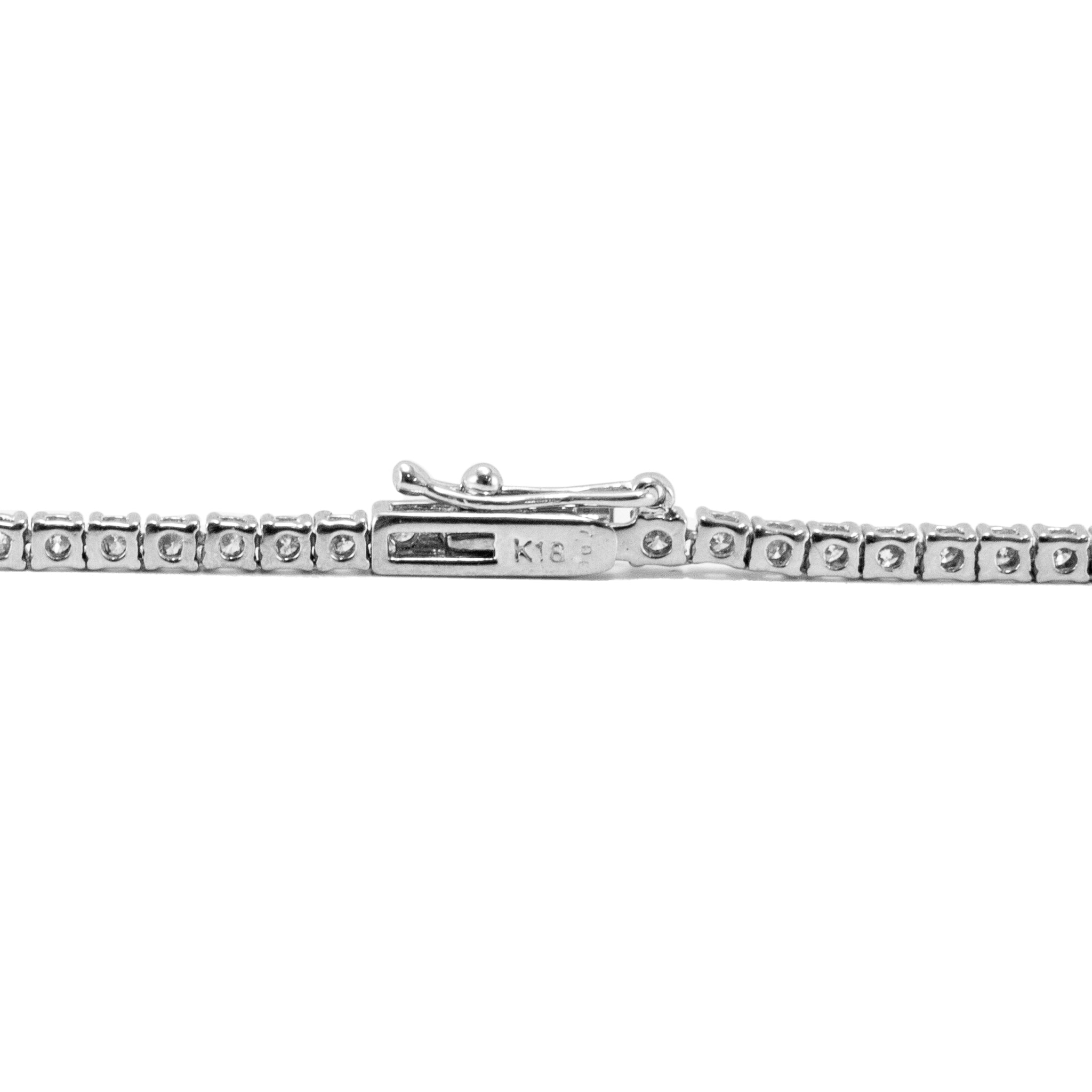 18K White Gold 7.00ct Round Diamond 4 Prongs Tennis Chain Matinee Necklace