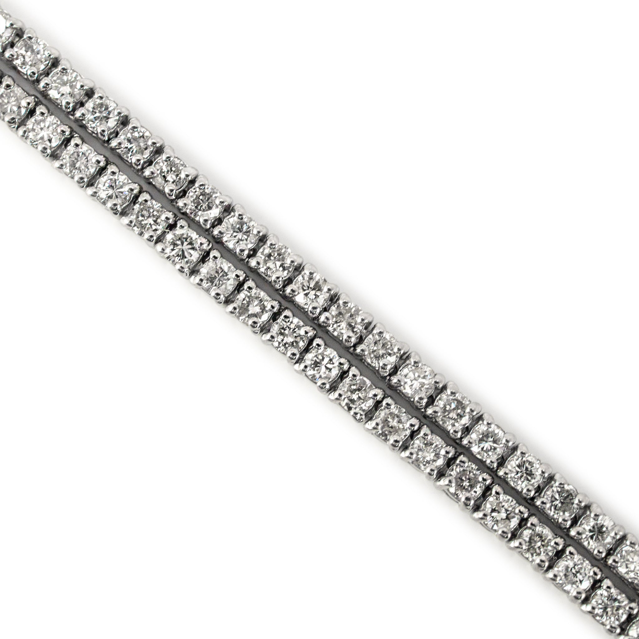 18K White Gold 7.00ct Round Diamond 4 Prongs Tennis Chain Matinee Necklace