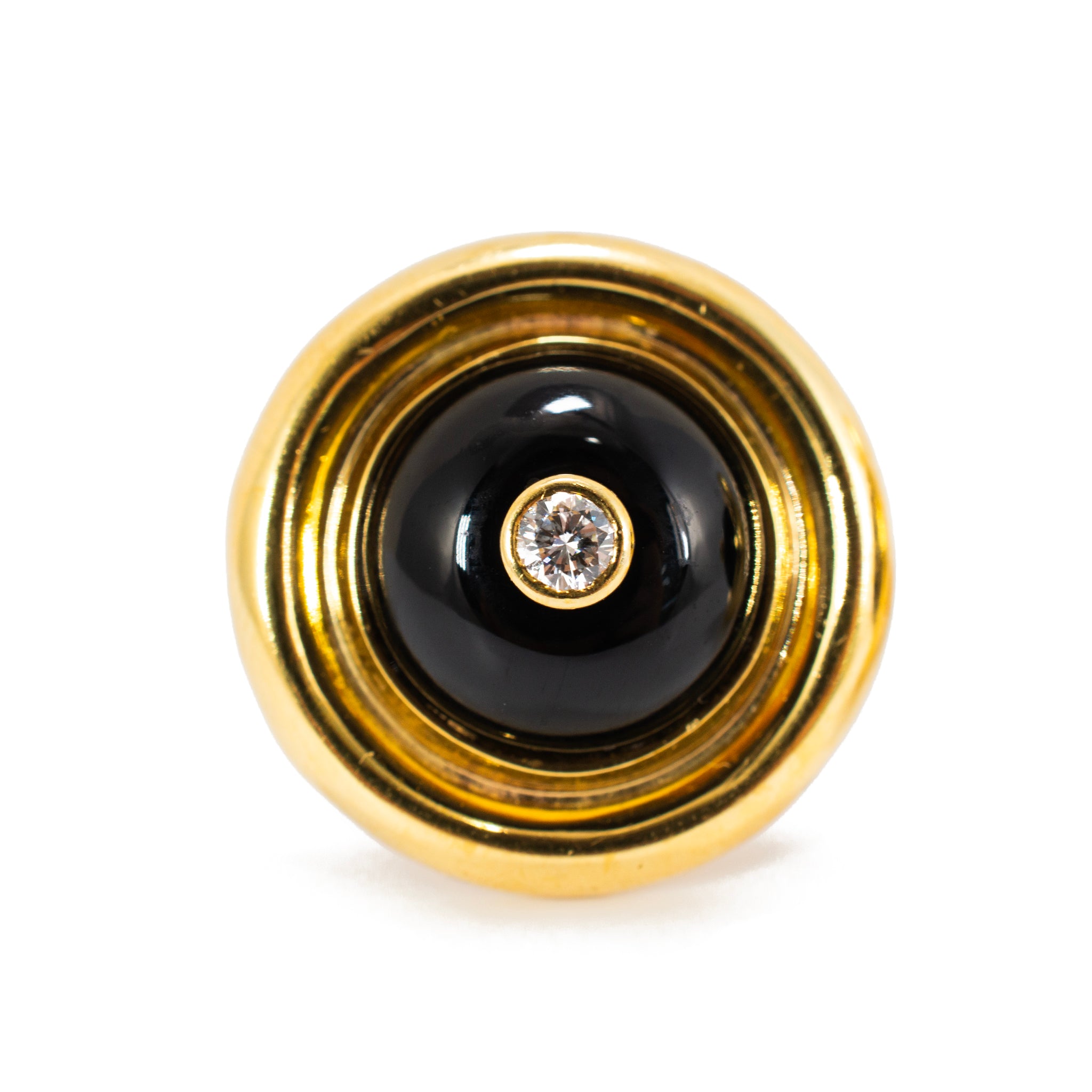 Vintage Oscar Heyman and Bros. 18K Yellow Gold Onyx Diamond Clip on Earrings