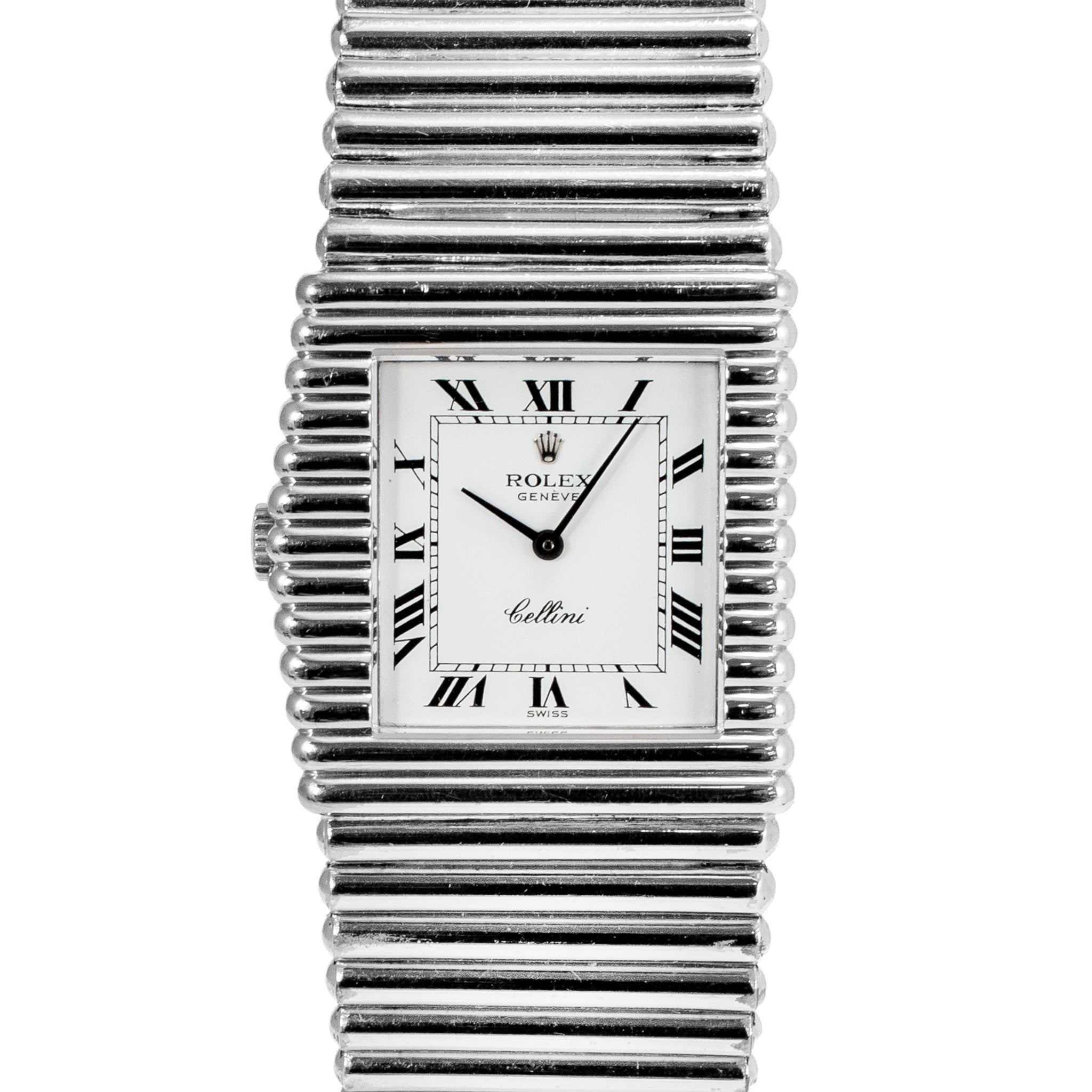 Vintage Rolex Cellini 29MM 4015 Asymmetrical Left Handed 18K White Gold Watch
