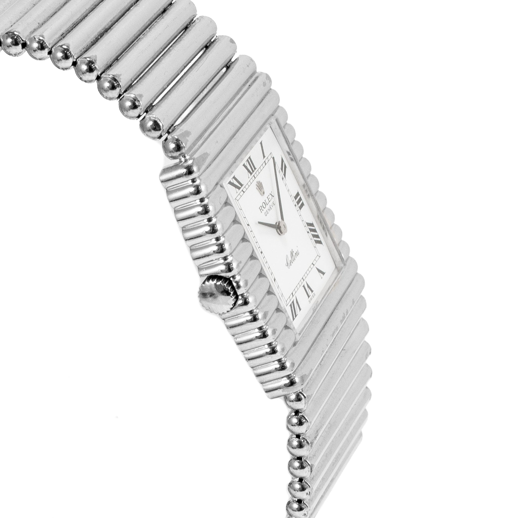 Vintage Rolex Cellini 29MM 4015 Asymmetrical Left Handed 18K White Gold Watch