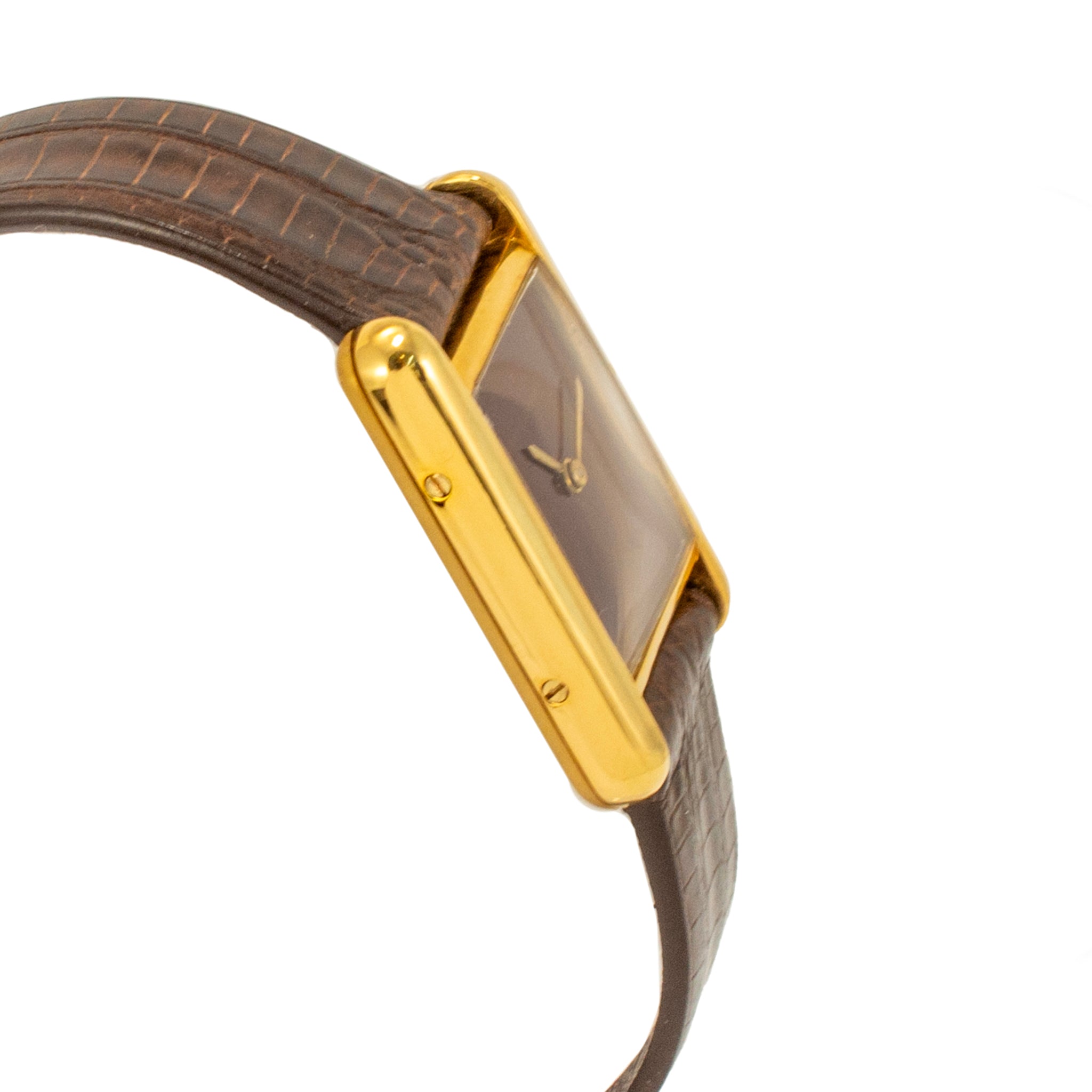 Vintage Ladies Cartier Tank Vermeil 21MM 366001 Bordeaux 925 Gold Plaque Watch