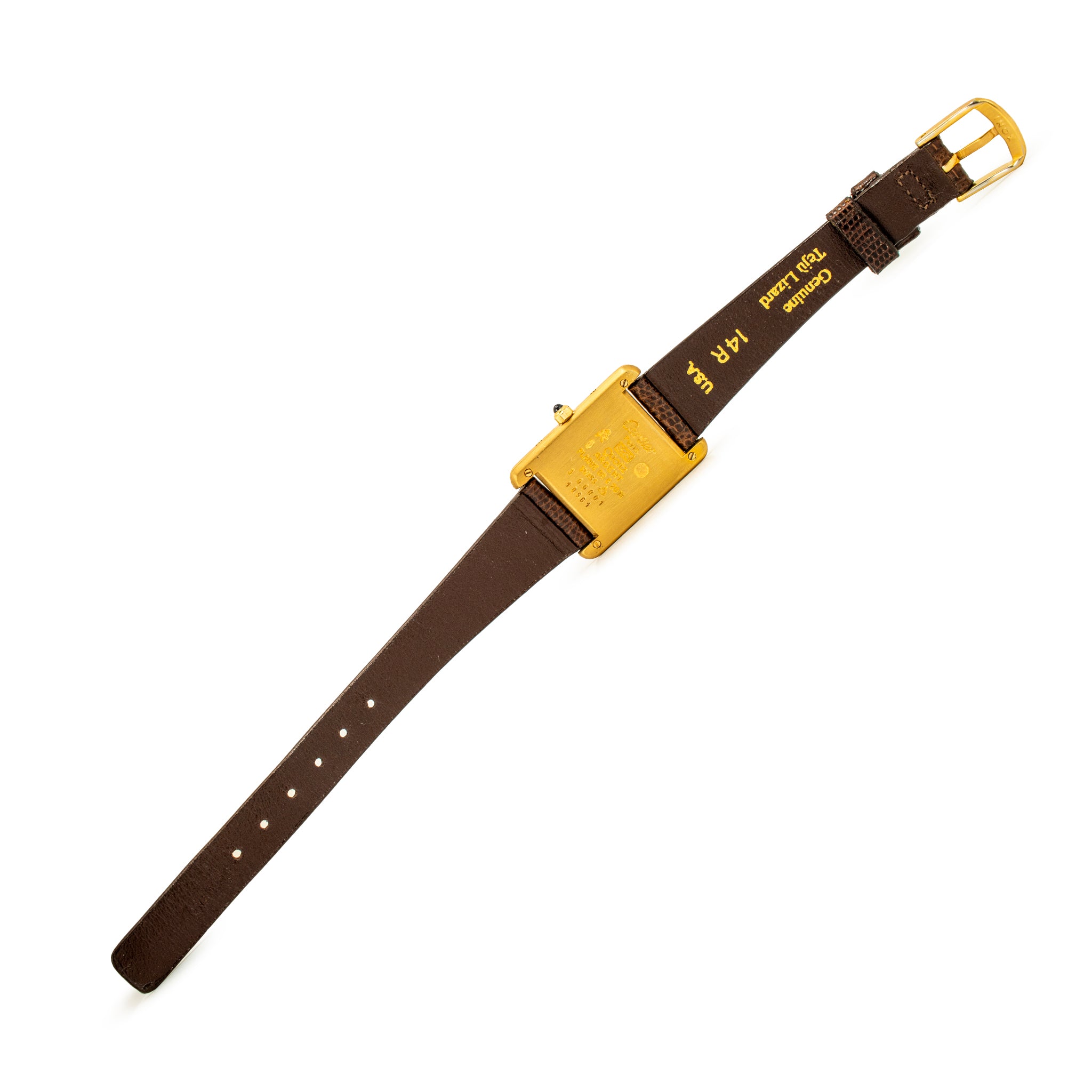 Vintage Ladies Cartier Tank Vermeil 21MM 366001 Bordeaux 925 Gold Plaque Watch