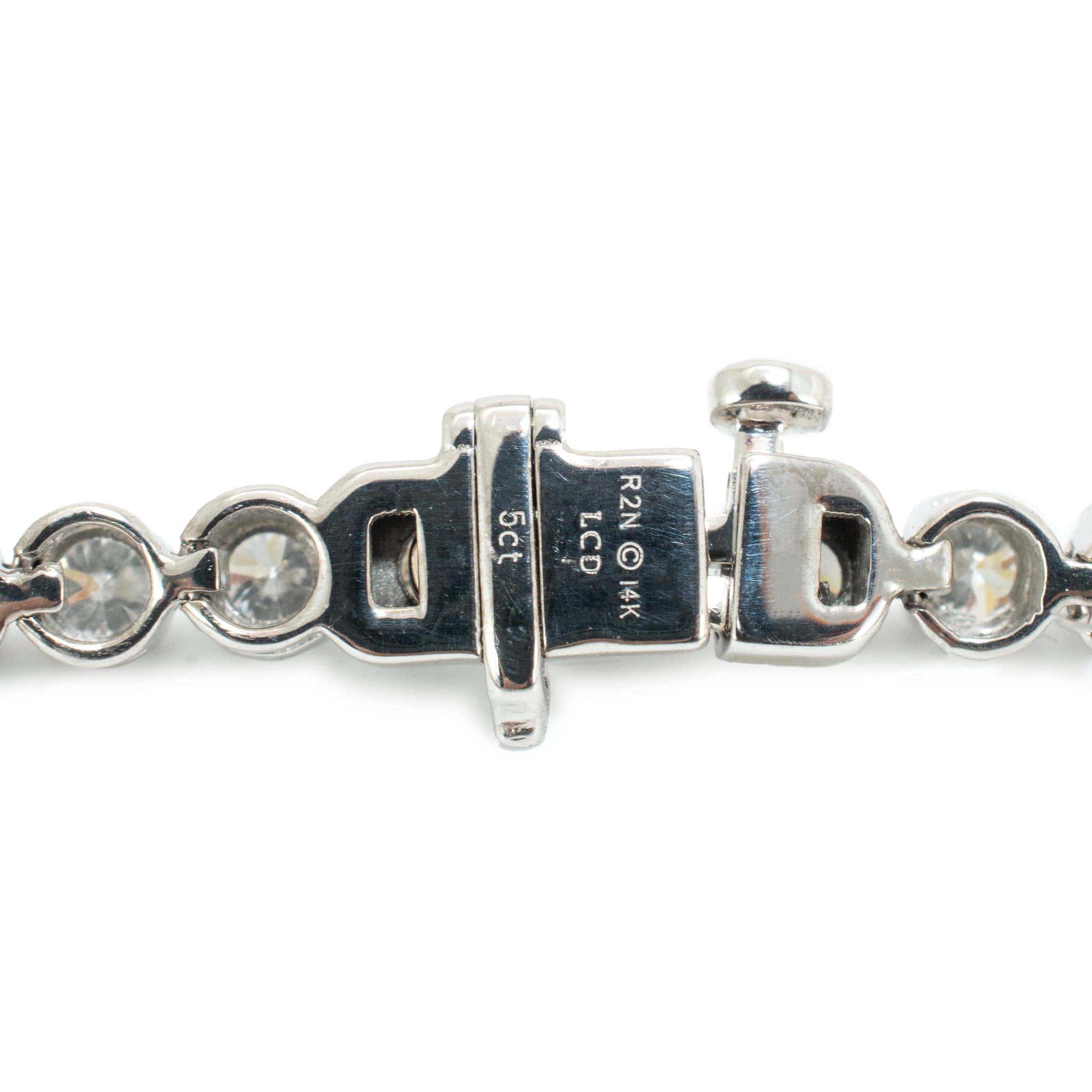 Ladies 14K White Gold 4-Prong 5.00ct Lab Grown Diamond Tennis Bracelet