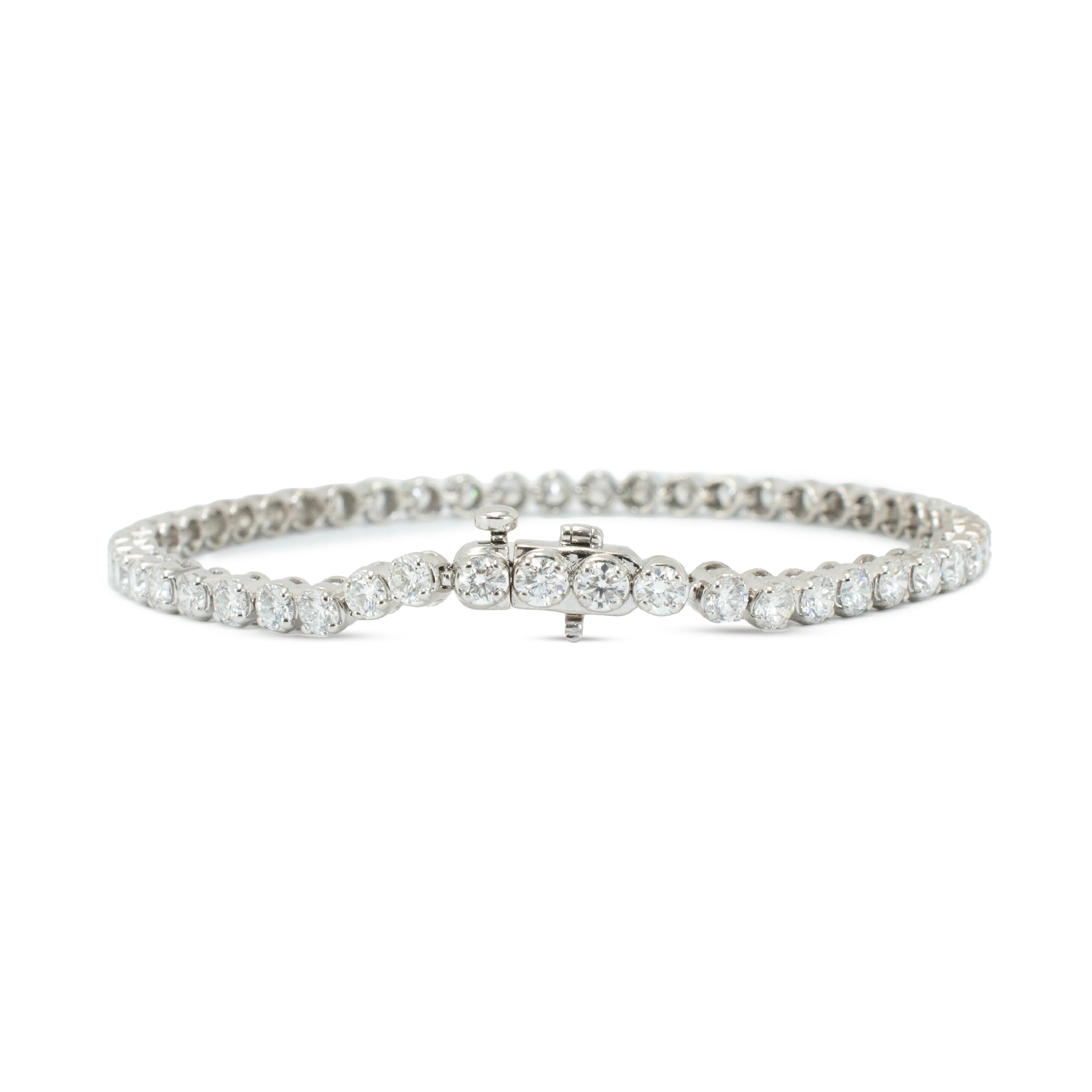 Ladies 14K White Gold 4-Prong 5.00ct Lab Grown Diamond Tennis Bracelet