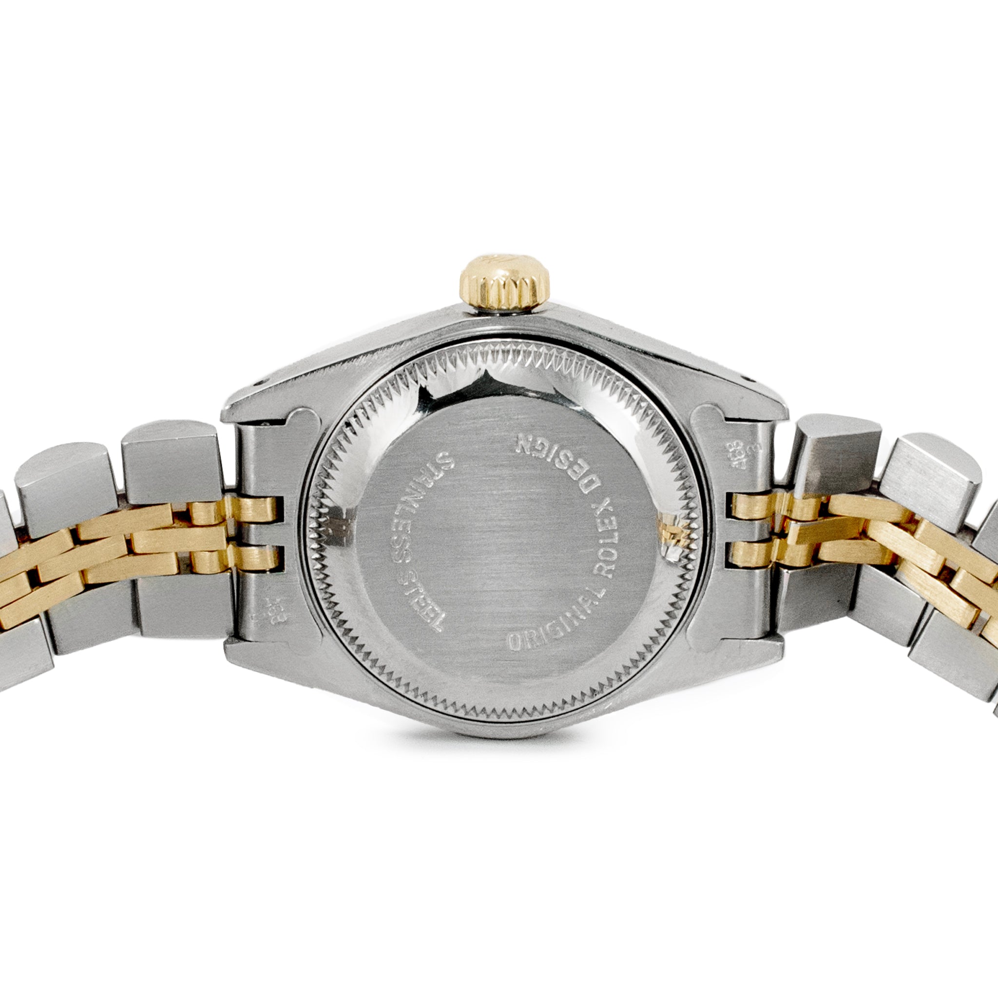 Rolex Ladies Datejust 26MM 69173 Blue Dial Fluted Jubilee 18K Gold Steel Watch