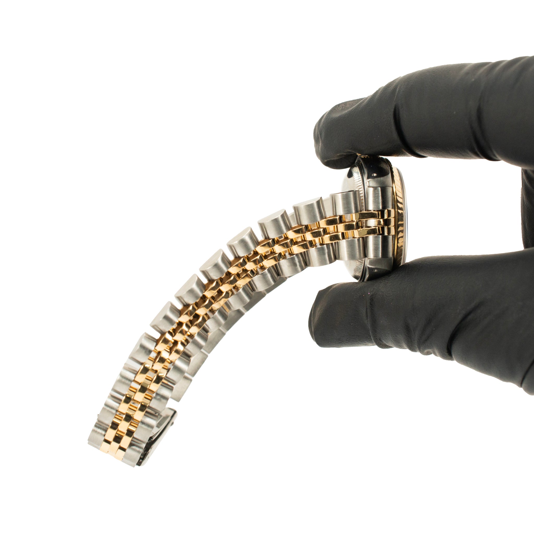 Rolex Ladies Datejust 26MM 69173 Blue Dial Fluted Jubilee 18K Gold Steel Watch