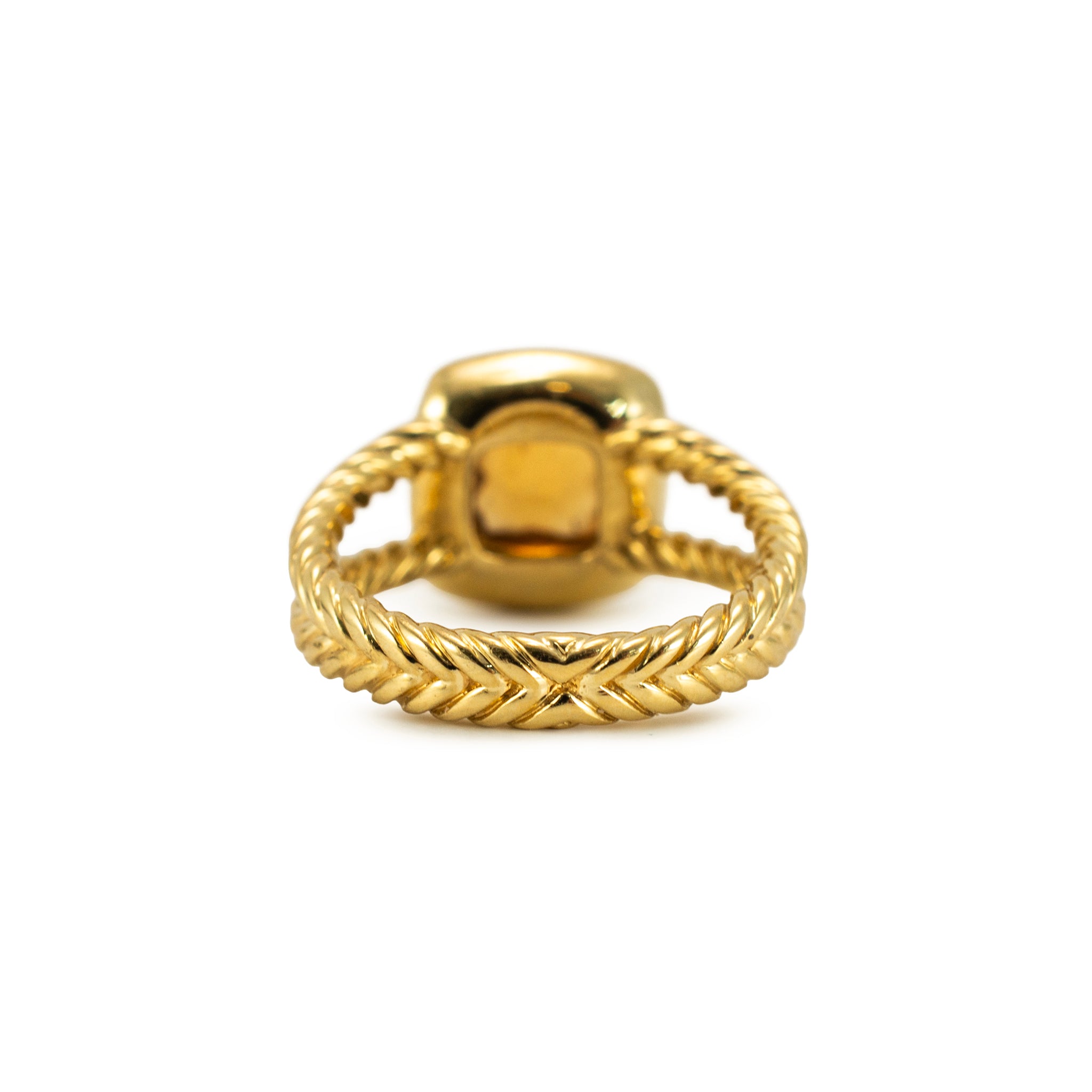 David Yurman Albion 18K Yellow Gold Citrine Diamond Cable Cocktail Ring