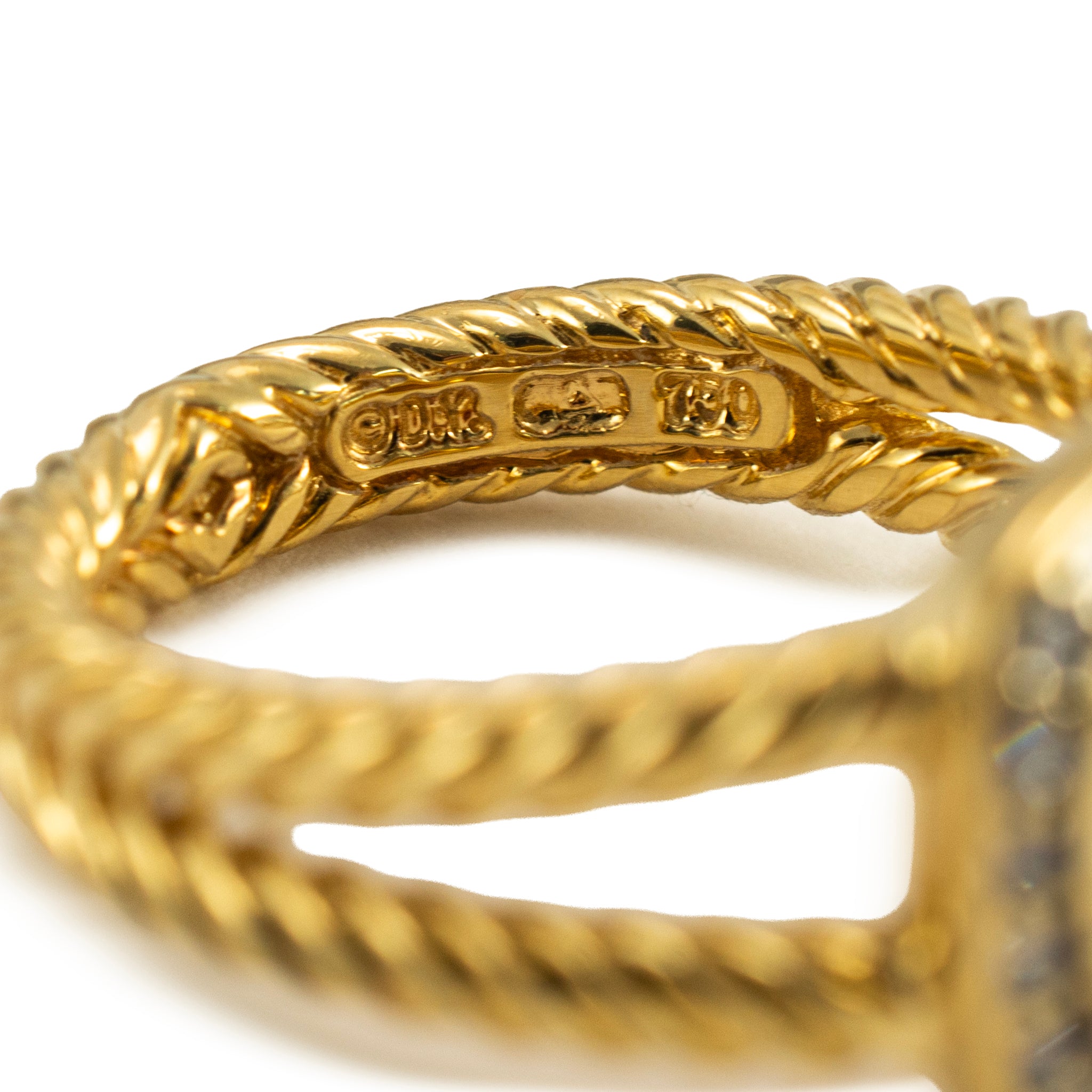 David Yurman Albion 18K Yellow Gold Citrine Diamond Cable Cocktail Ring