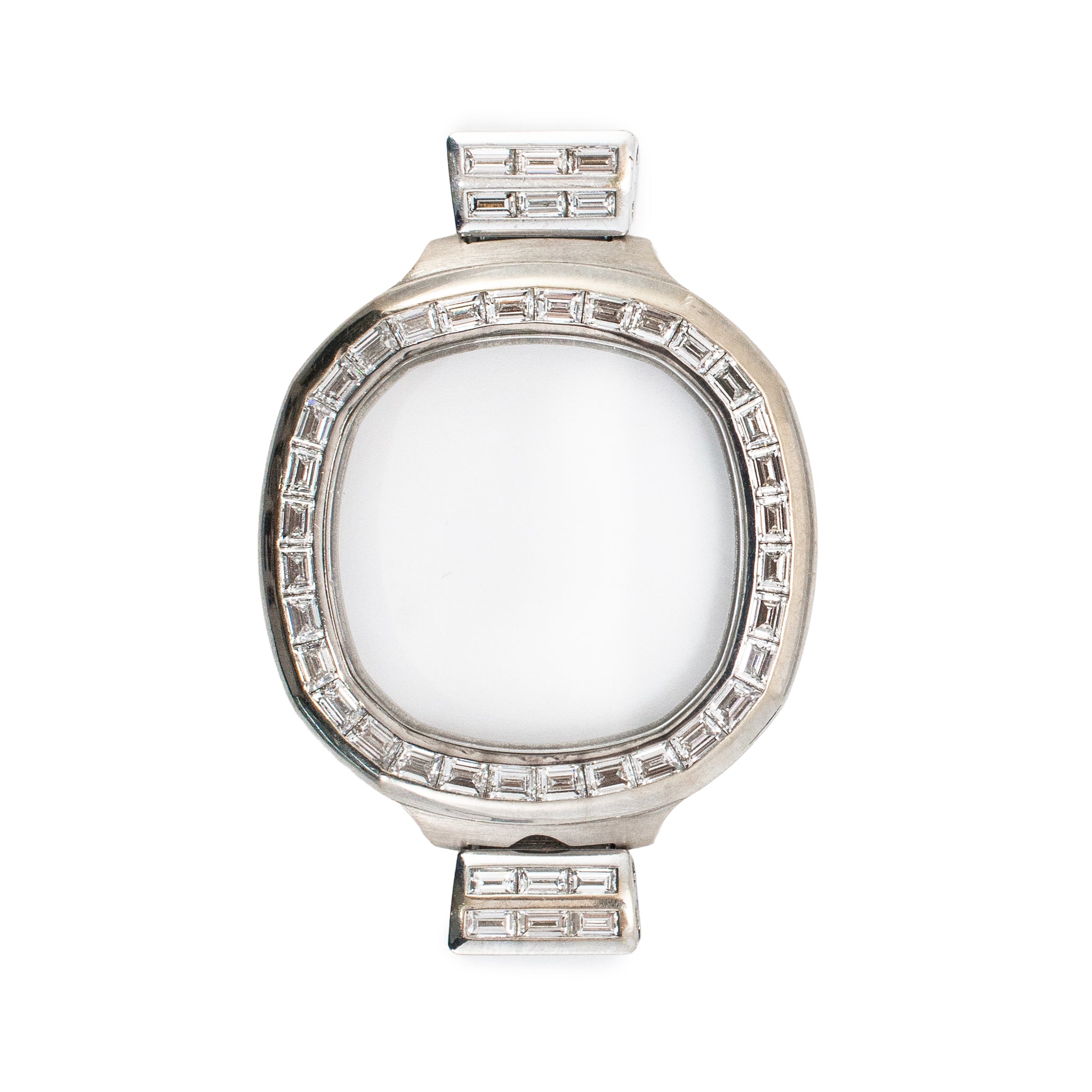 Custom 18K White Gold 5712/24 40MM Baguettes Diamond Links & Watch Bezel Set