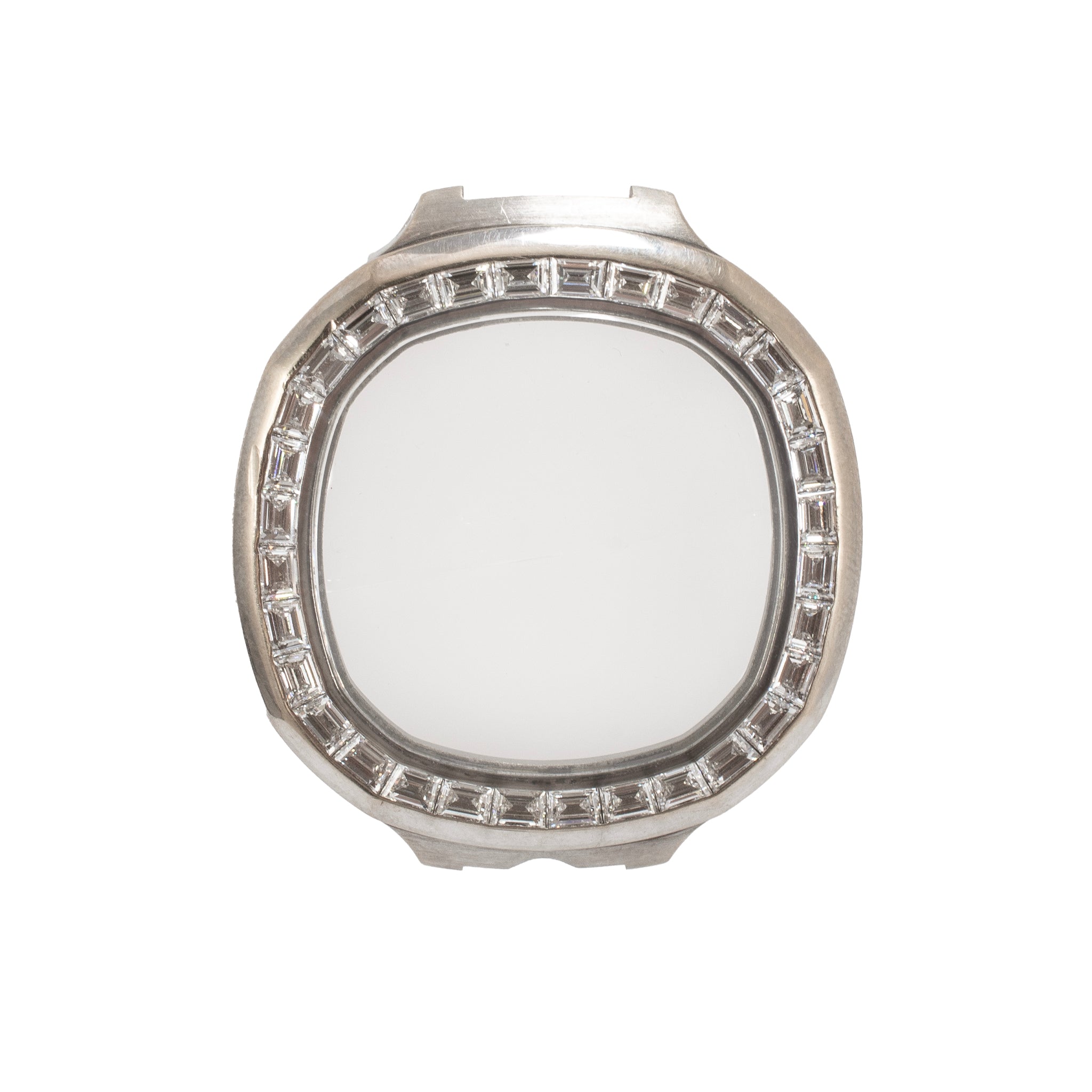 Custom 18K White Gold 5712/24 40MM Baguettes Diamond Links & Watch Bezel Set