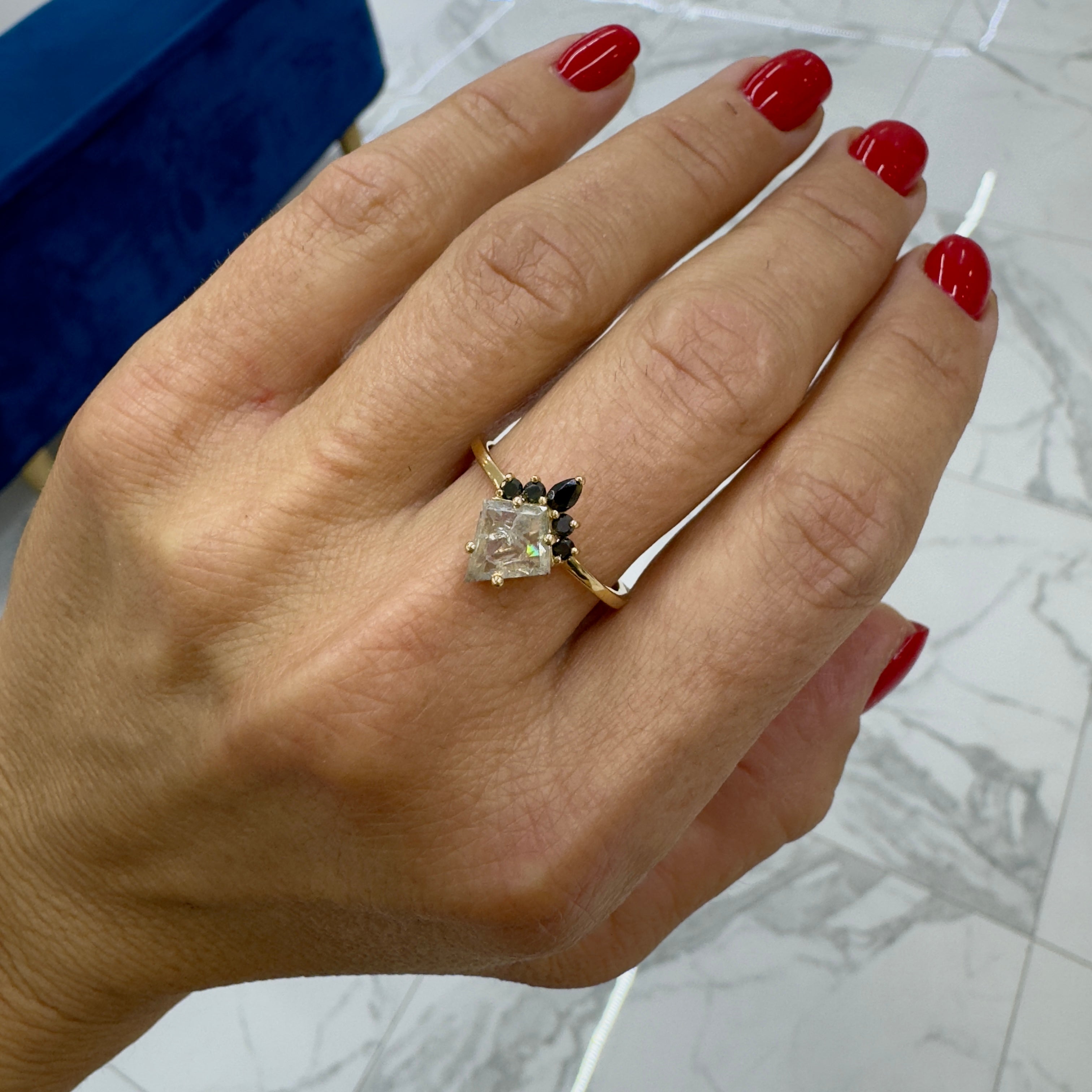 Venvs One-Of-A-Kind 14K Rose Gold Kite Salt & Pepper Diamond Cocktail Ring