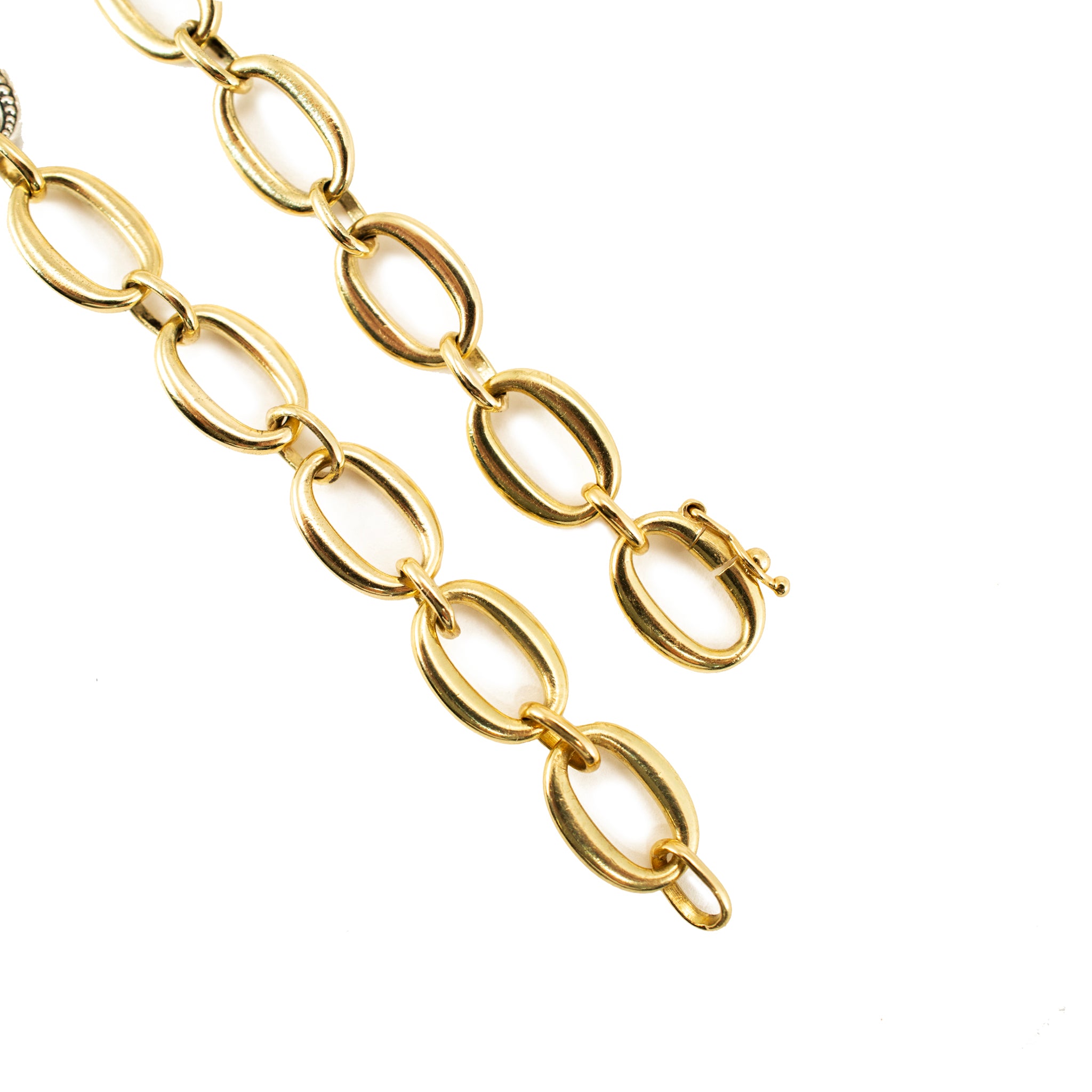 Sylva & Cie 18K Yellow Gold & Sterling Silver Sapphire Oval Link Chain Necklace