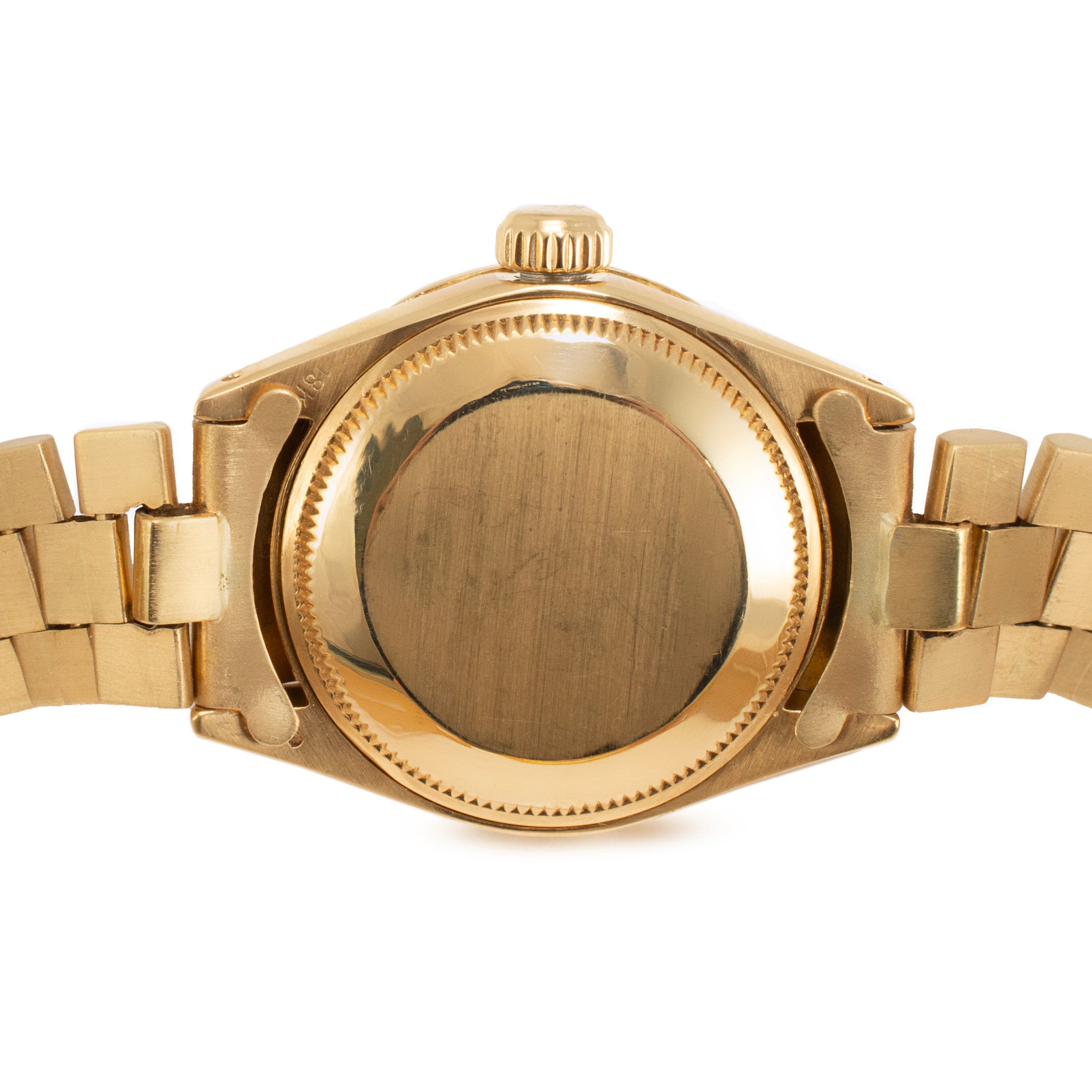 Ladies Rolex Datejust 26MM 6917 Silver Diamond Bezel President 18K Gold Watch