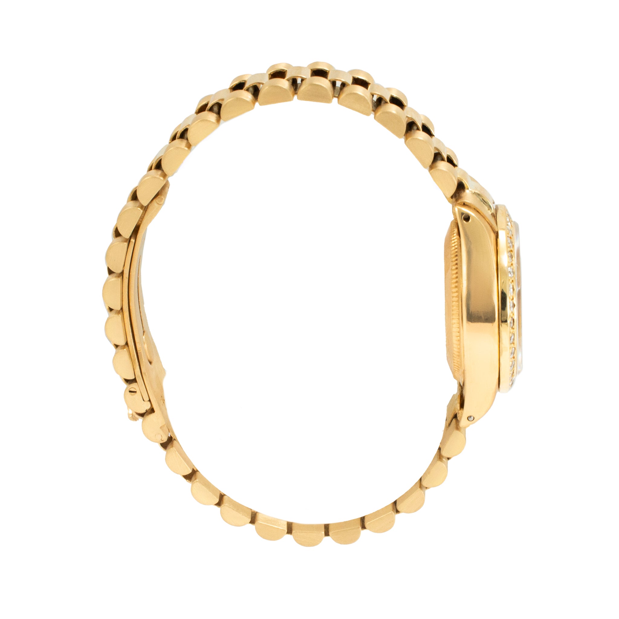 Ladies Rolex Datejust 26MM 6917 Silver Diamond Bezel President 18K Gold Watch