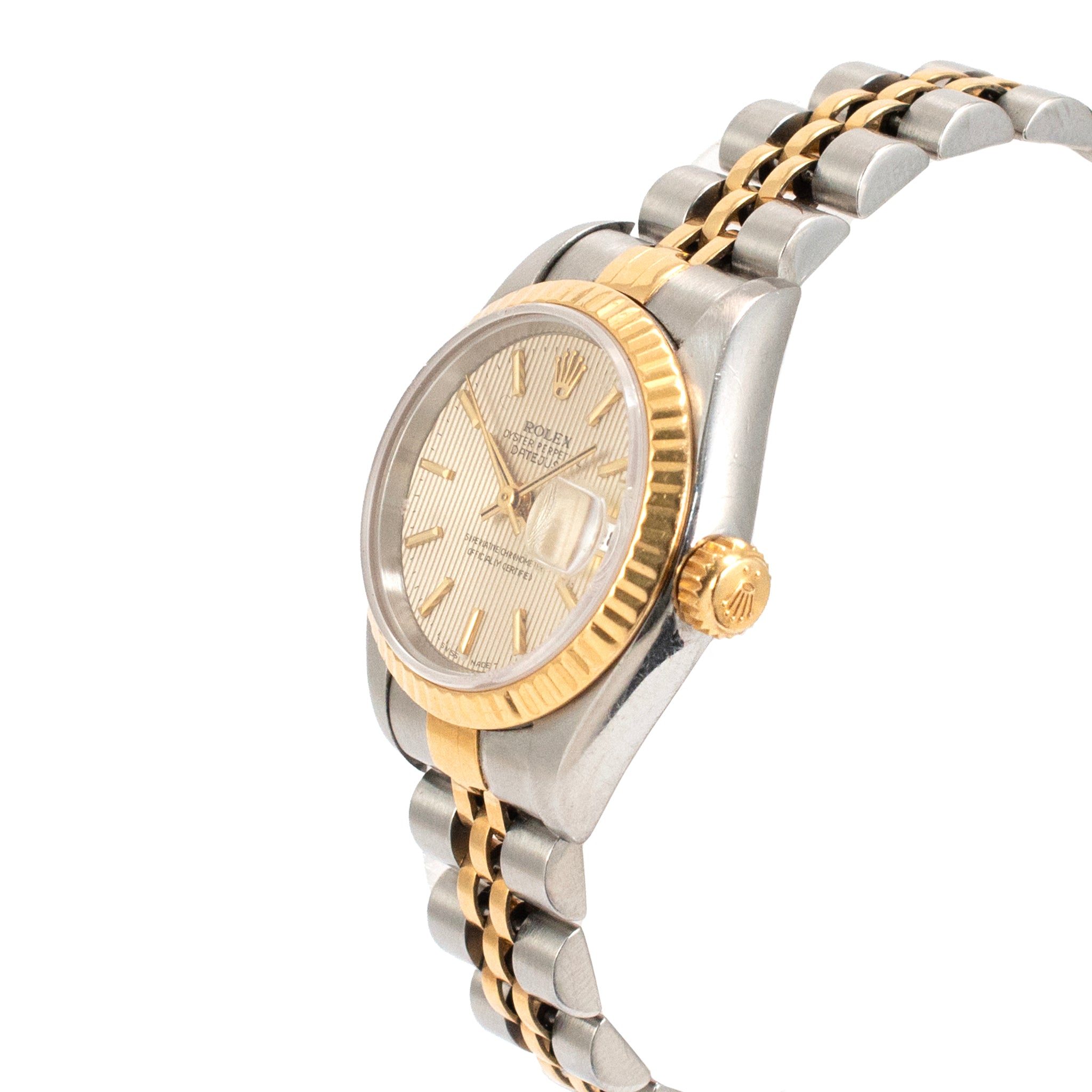 Rolex Lady Datejust 26MM 69173 Champagne Tapestry Dial Jubilee Gold Steel Watch