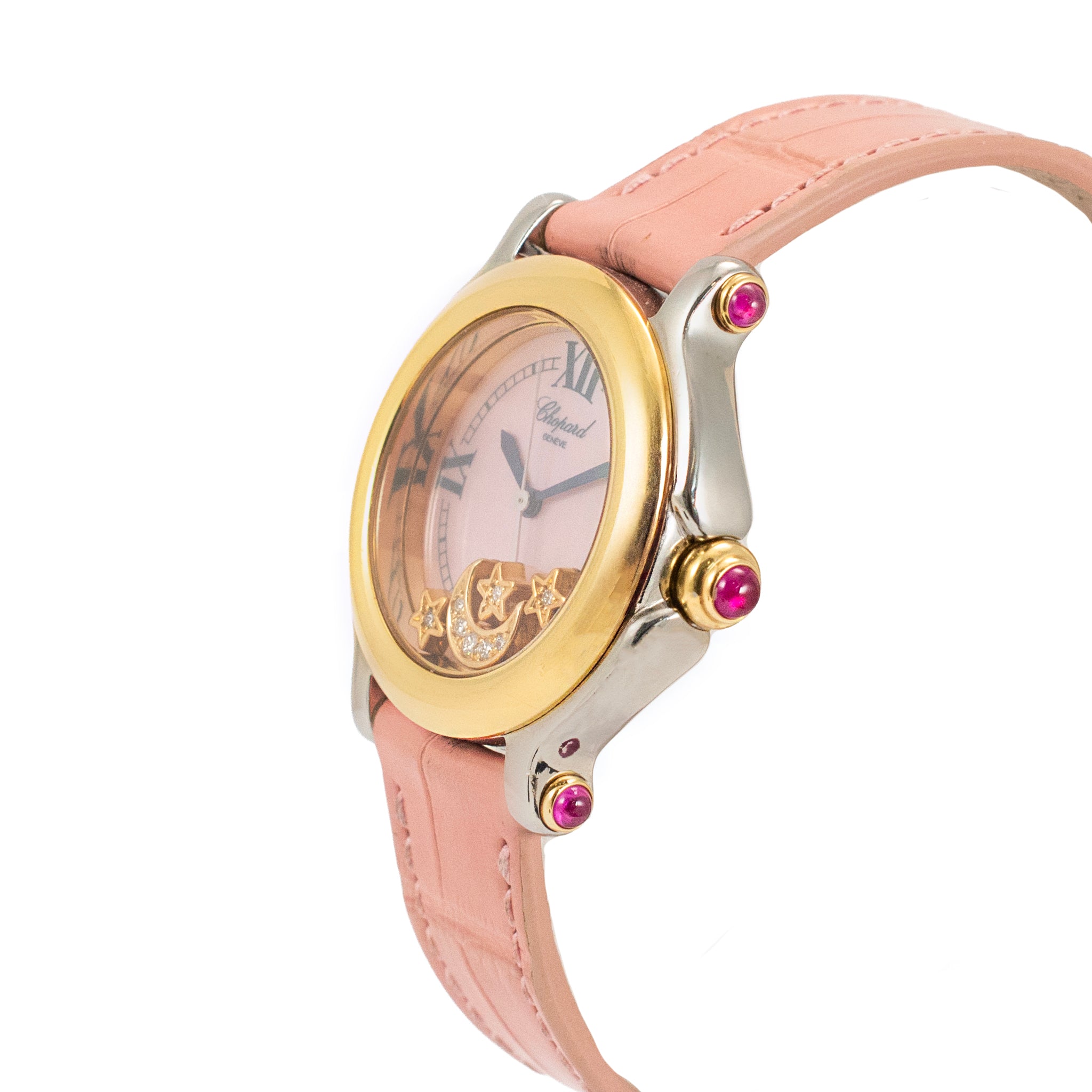 Chopard Happy Sport 32MM 2718239-42 Diamond Stars & Moon Pink Mop S/S 18K Watch