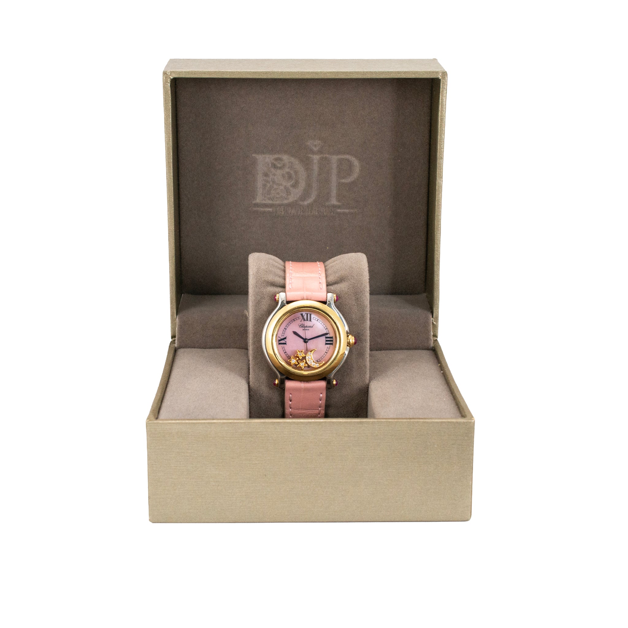 Chopard Happy Sport 32MM 2718239-42 Diamond Stars & Moon Pink Mop S/S 18K Watch