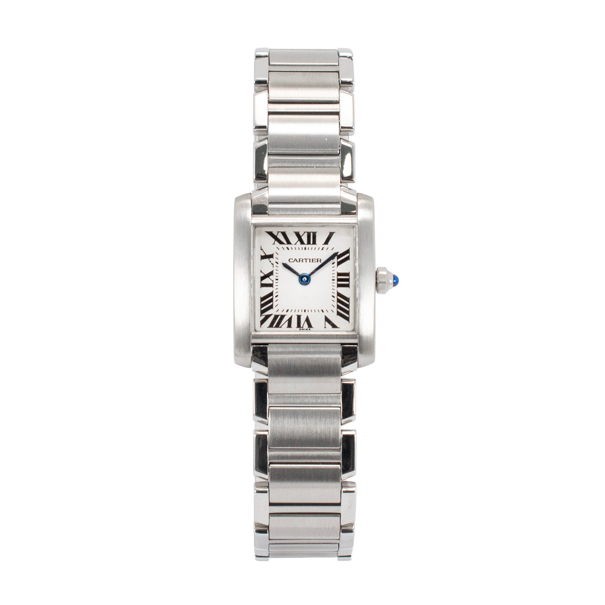 Ladies Cartier Tank Francaise 20MM 2384 White Roman Stainless Steel Quartz Watch