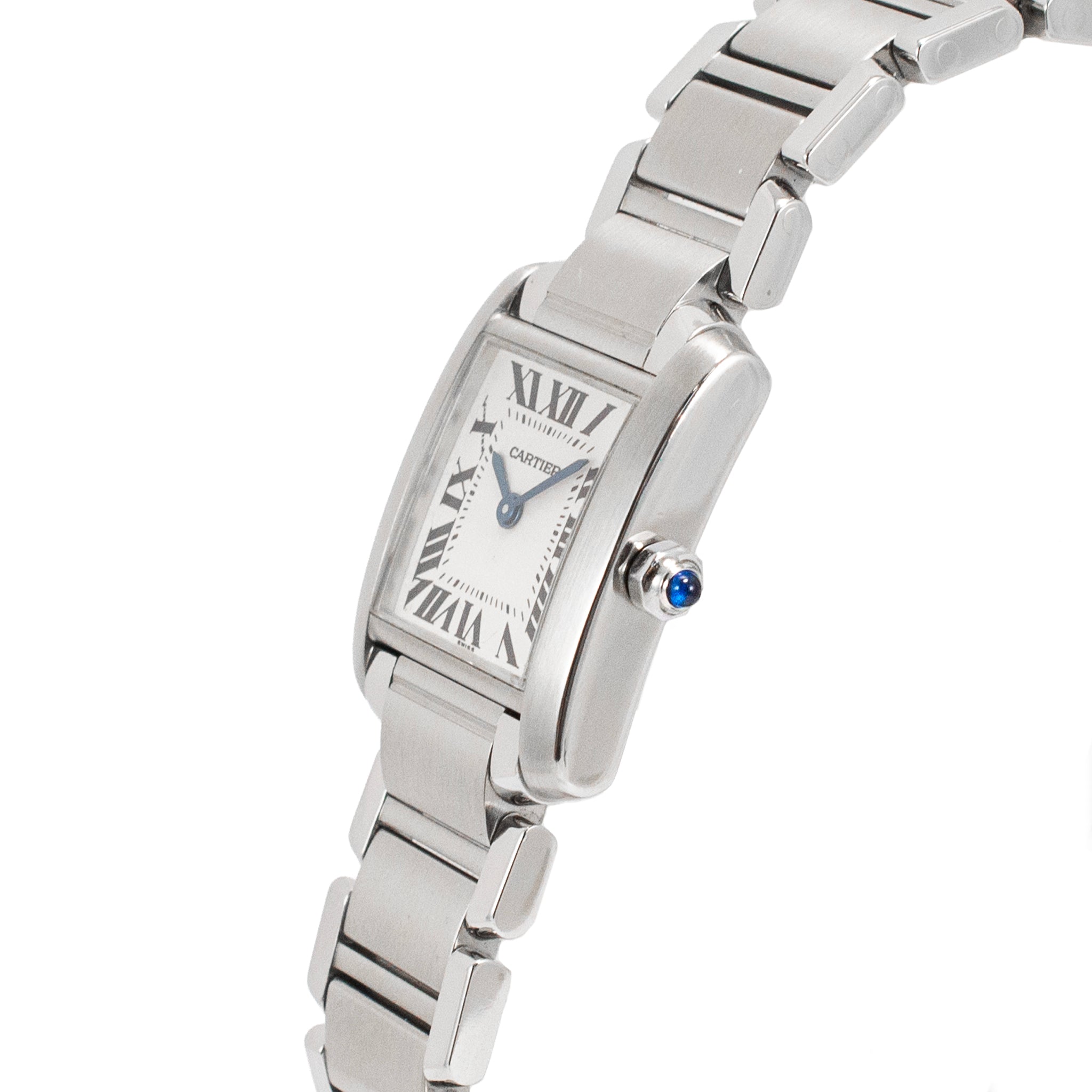 Ladies Cartier Tank Francaise 20MM 2384 White Roman Stainless Steel Quartz Watch