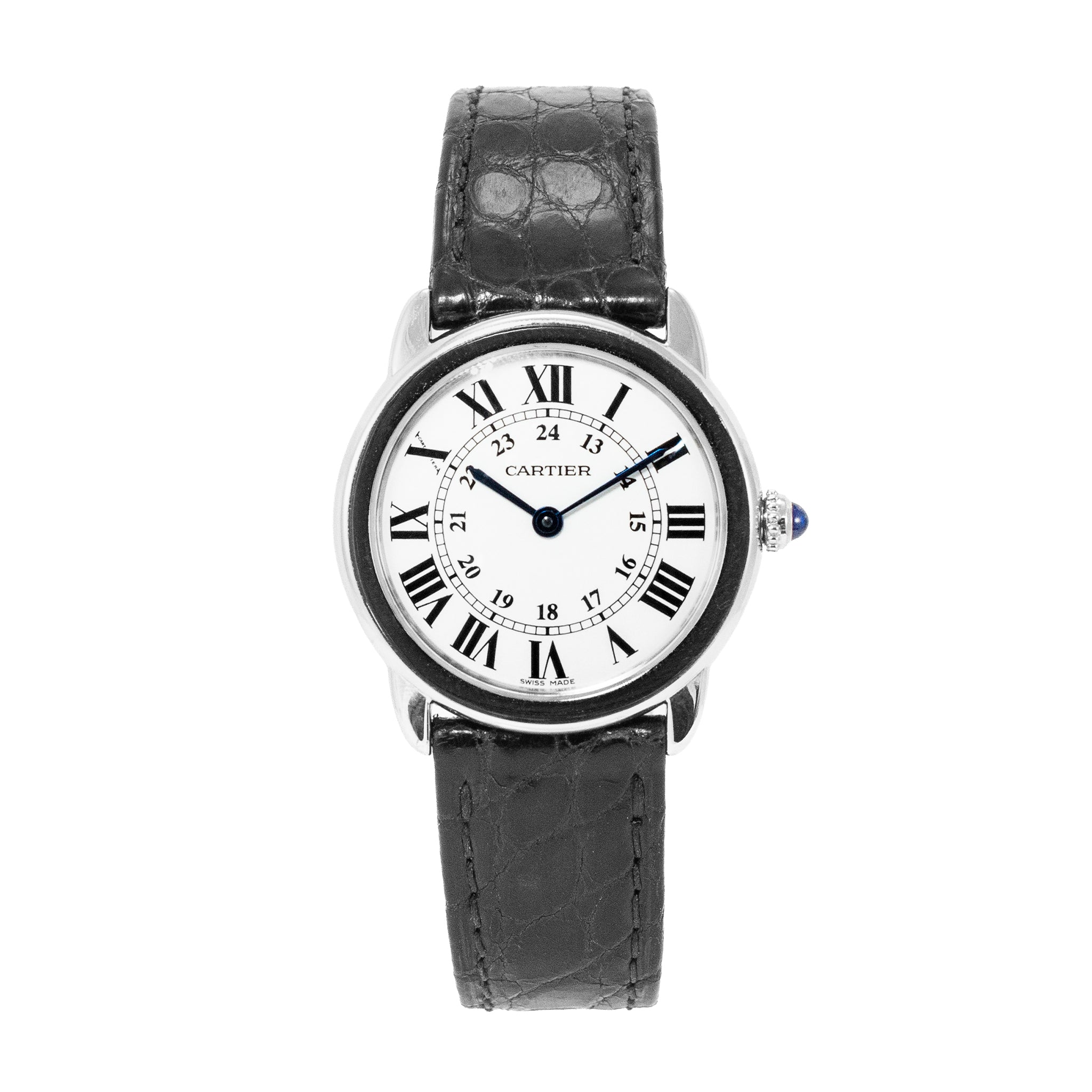 Cartier Ronde de Cartier 29MM WSRN0019 / 3601 Black Leather Steel Quartz Watch