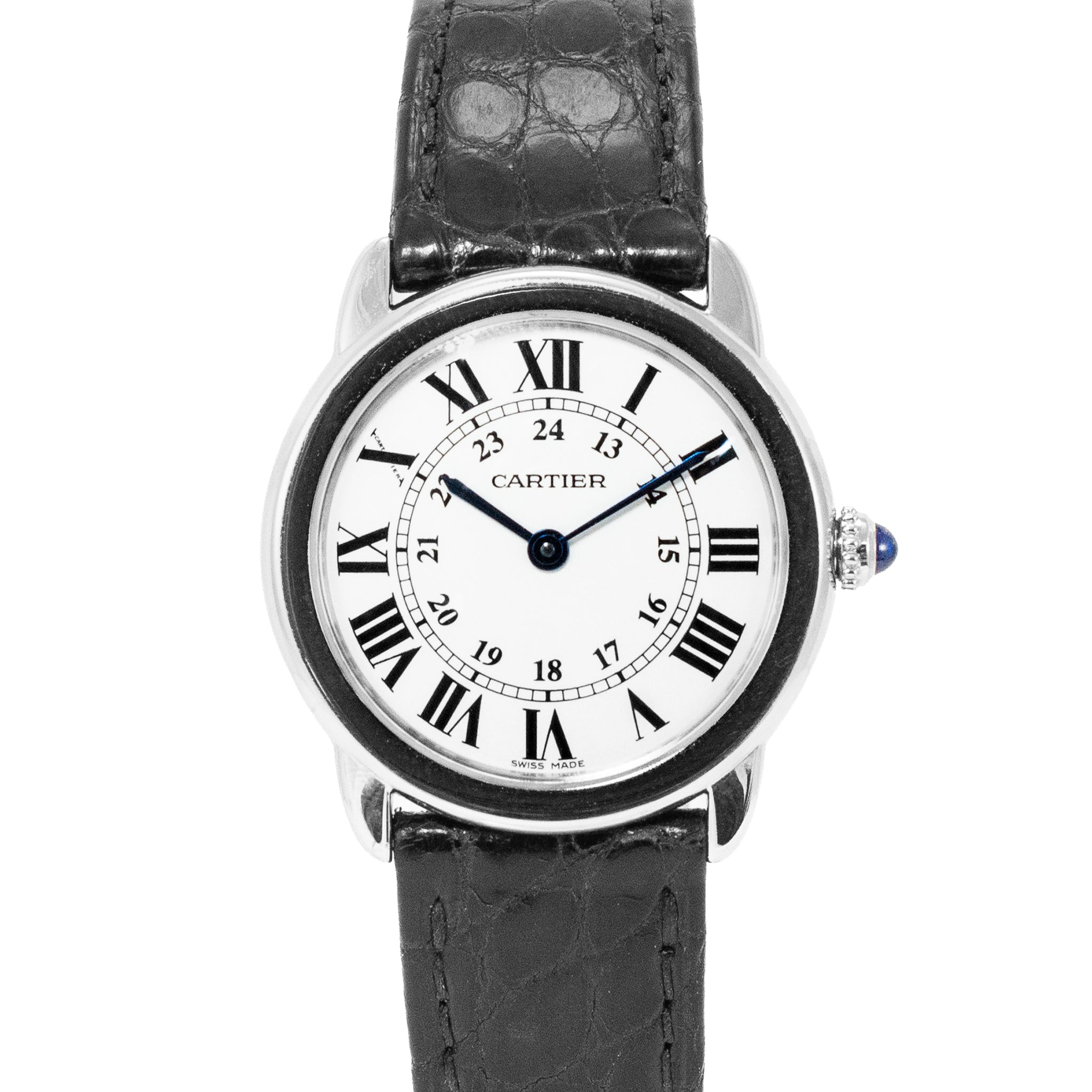 Cartier Ronde de Cartier 29MM WSRN0019 / 3601 Black Leather Steel Quartz Watch