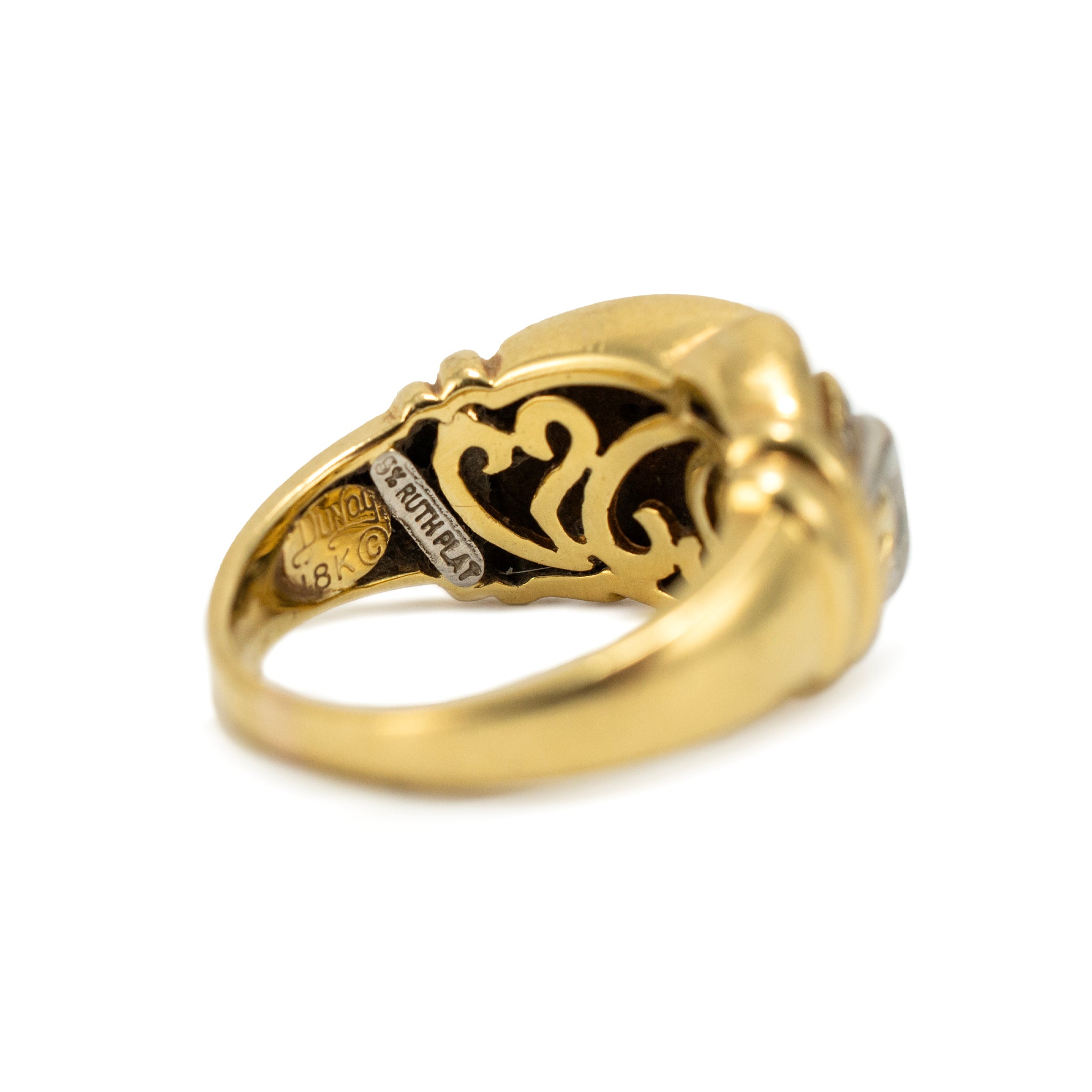 Vintage Henry Dunay 18K Yellow Gold & Platinum Diamond Free Form Cocktail Ring