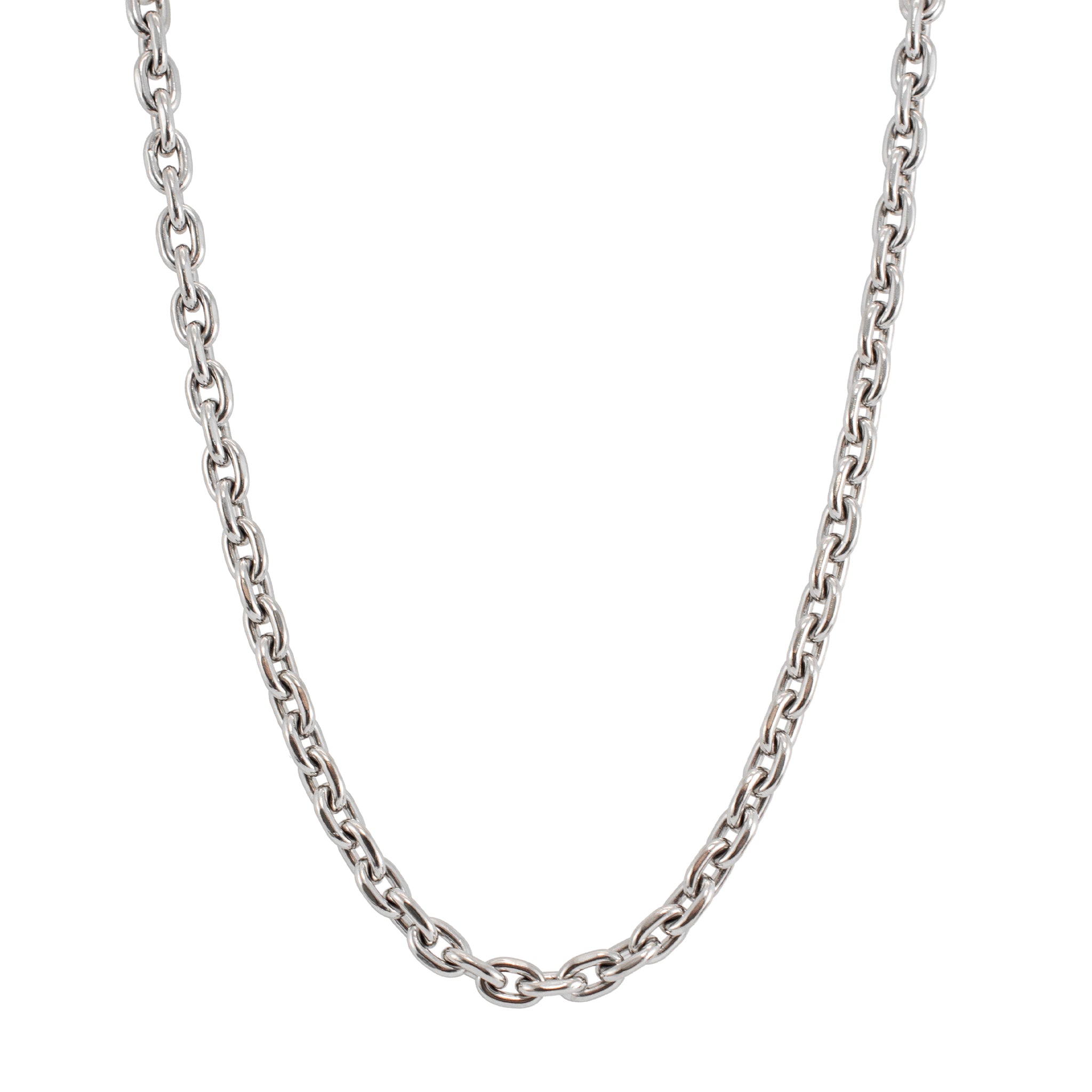 Unisex 950 Platinum Solid Oval Anchor Cable Link Chain Necklace