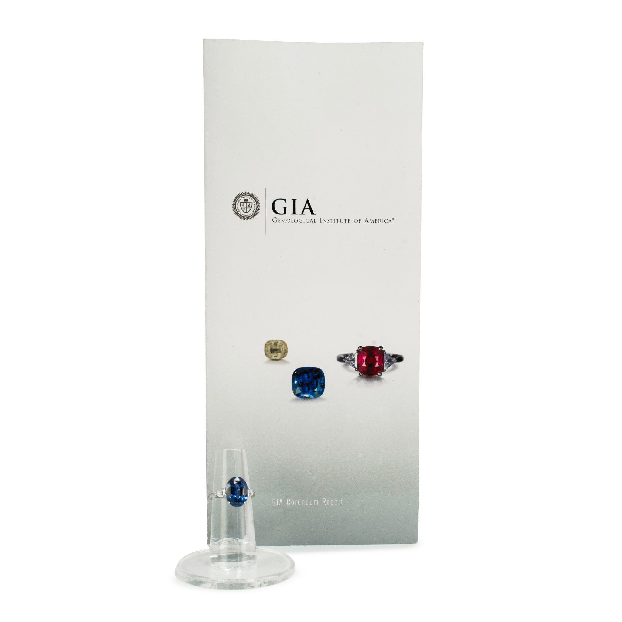 Vintage Platinum 5.97ct GIA Blue Sapphire Three Stone Diamond Cocktail Ring