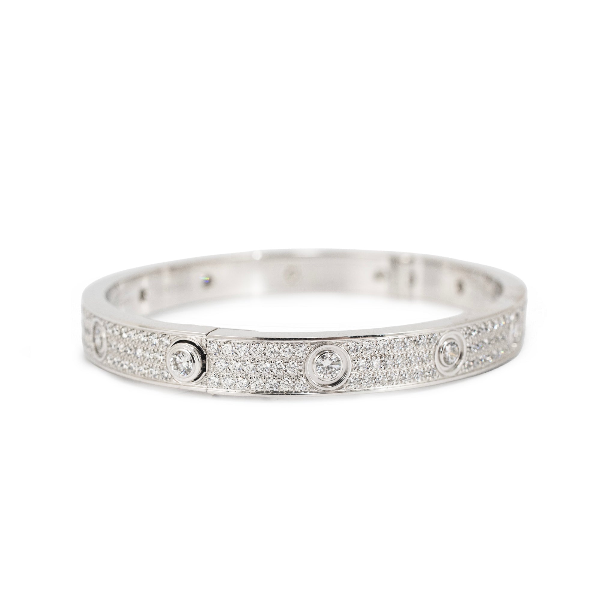 Cartier Love Classic Paved 12 Diamonds 4.32ct 18K White Gold Bangle Bracelet