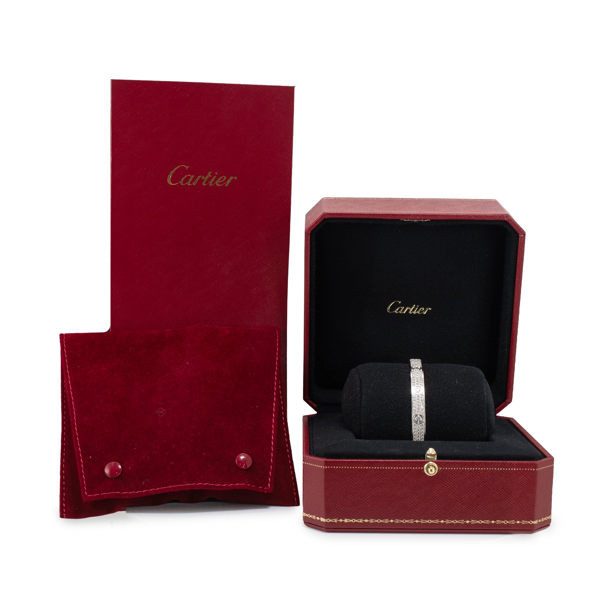 Cartier Love Classic Paved 12 Diamonds 4.32ct 18K White Gold Bangle Bracelet