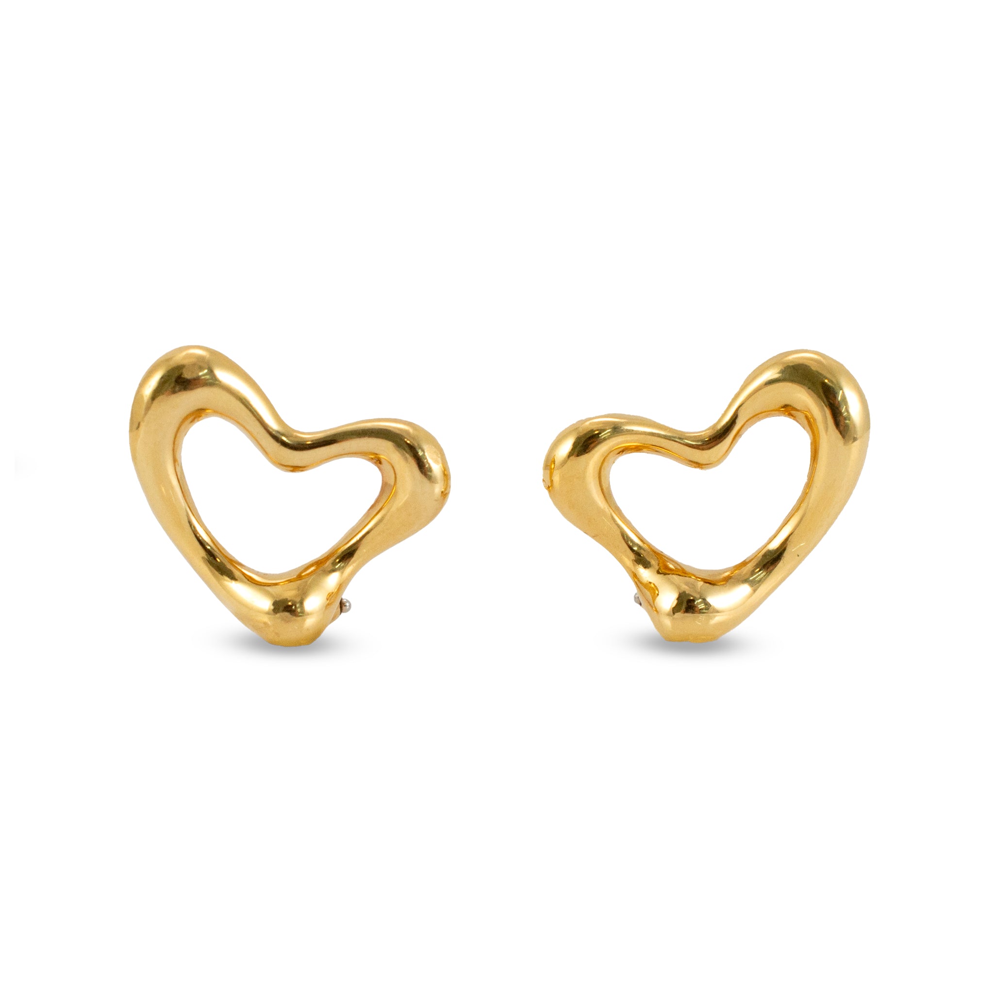 Tiffany & Co. Elsa Peretti 18K Yellow Gold Large Open Heart Clip on Earrings