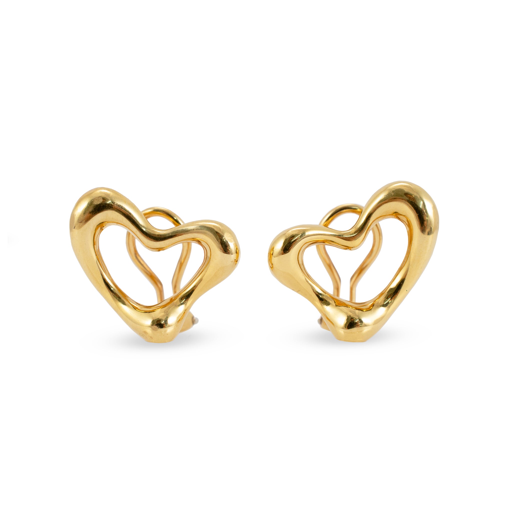 Tiffany & Co. Elsa Peretti 18K Yellow Gold Large Open Heart Clip on Earrings