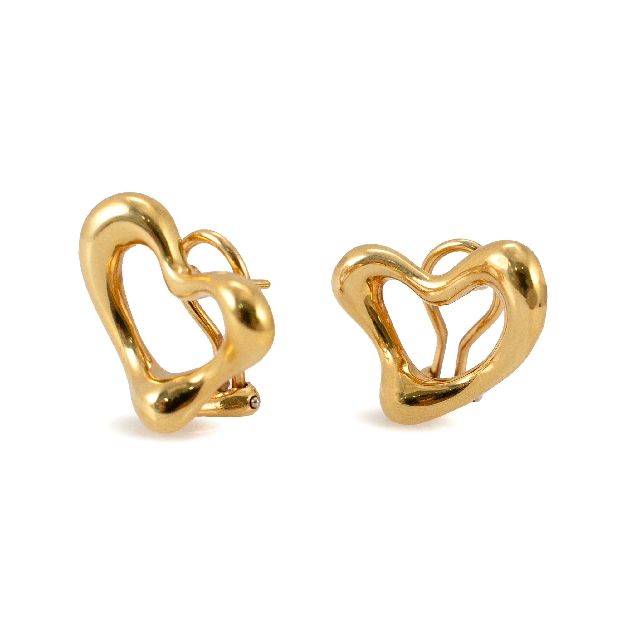 Tiffany & Co. Elsa Peretti 18K Yellow Gold Large Open Heart Clip on Earrings
