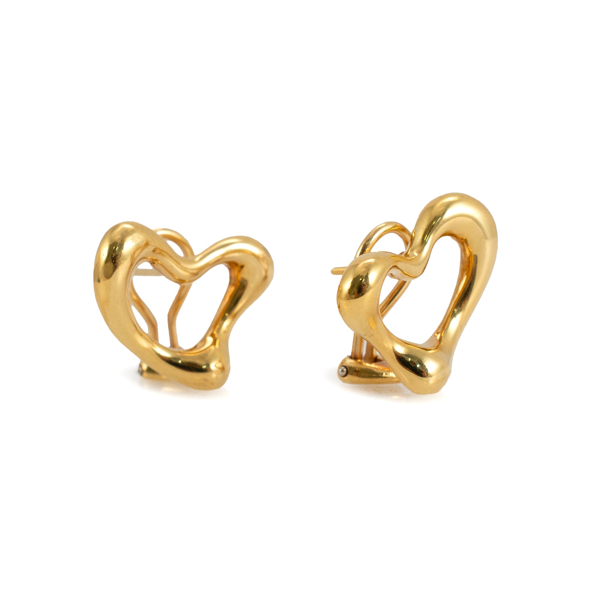 Tiffany & Co. Elsa Peretti 18K Yellow Gold Large Open Heart Clip on Earrings