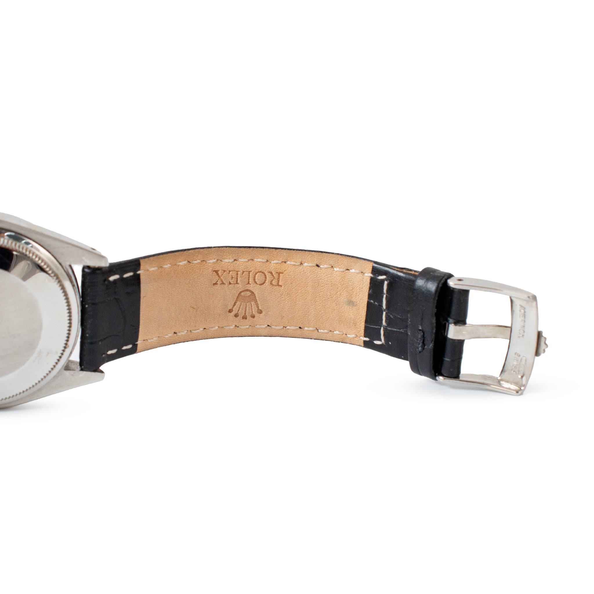 Vintage 1970 Rolex Oyster Perpetual Date 34MM 1501 Black Leather Steel Watch