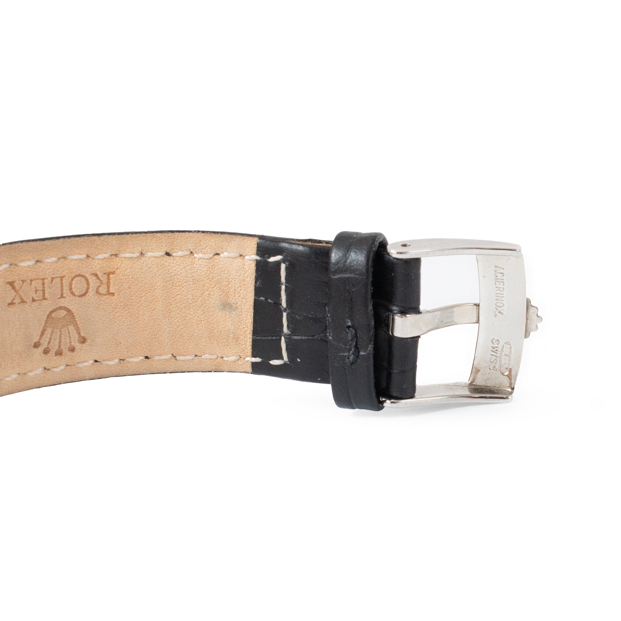 Vintage 1970 Rolex Oyster Perpetual Date 34MM 1501 Black Leather Steel Watch