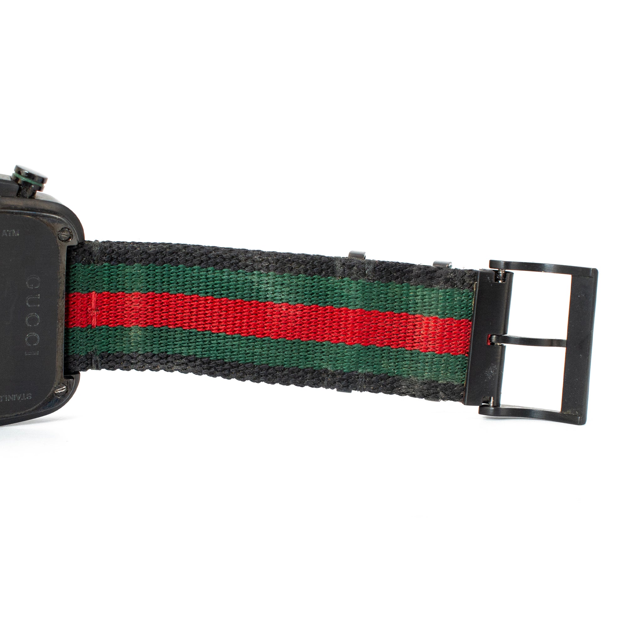 Gucci Coupe 44MM 131.2 YA131202 Chronograph Square Black Dial Red Quartz Watch