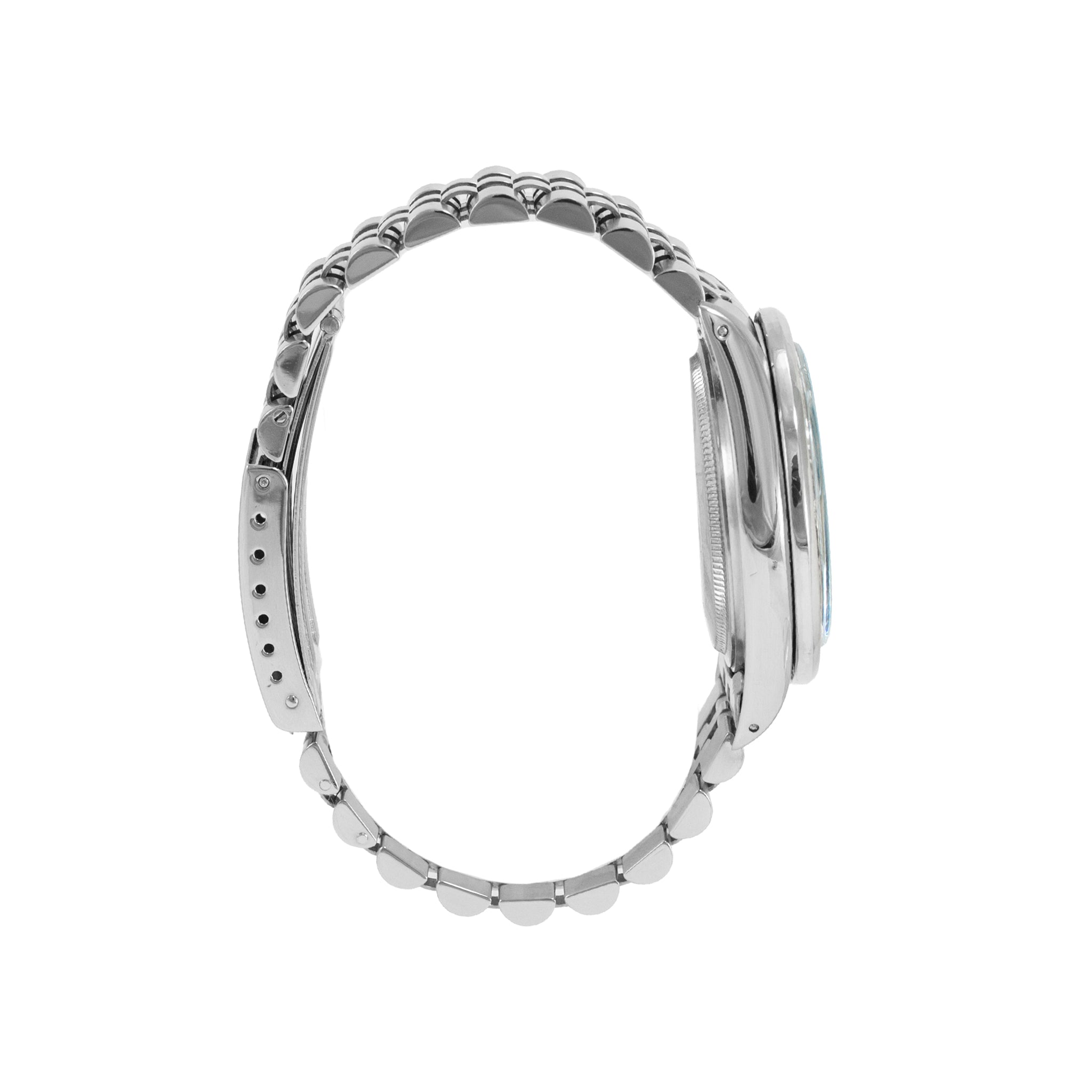 Ladies Rolex Datejust 36MM 16014 Diamond Bezel Blue Dial Jubilee Steel Watch