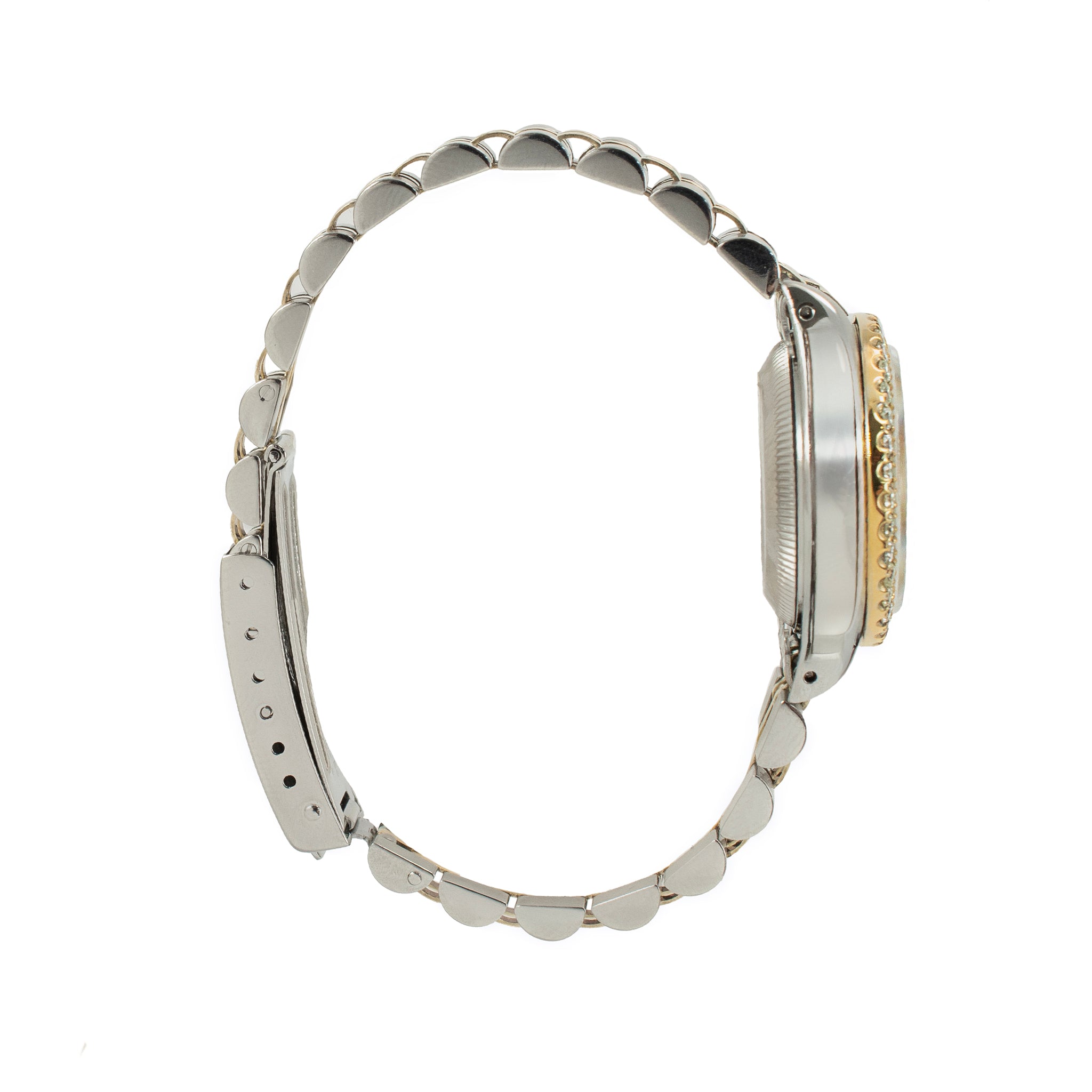 Rolex Ladies Datejust 26mm 69173 Mop Dial Diamond Bezel Jubilee Yellow Gold Steel Watch