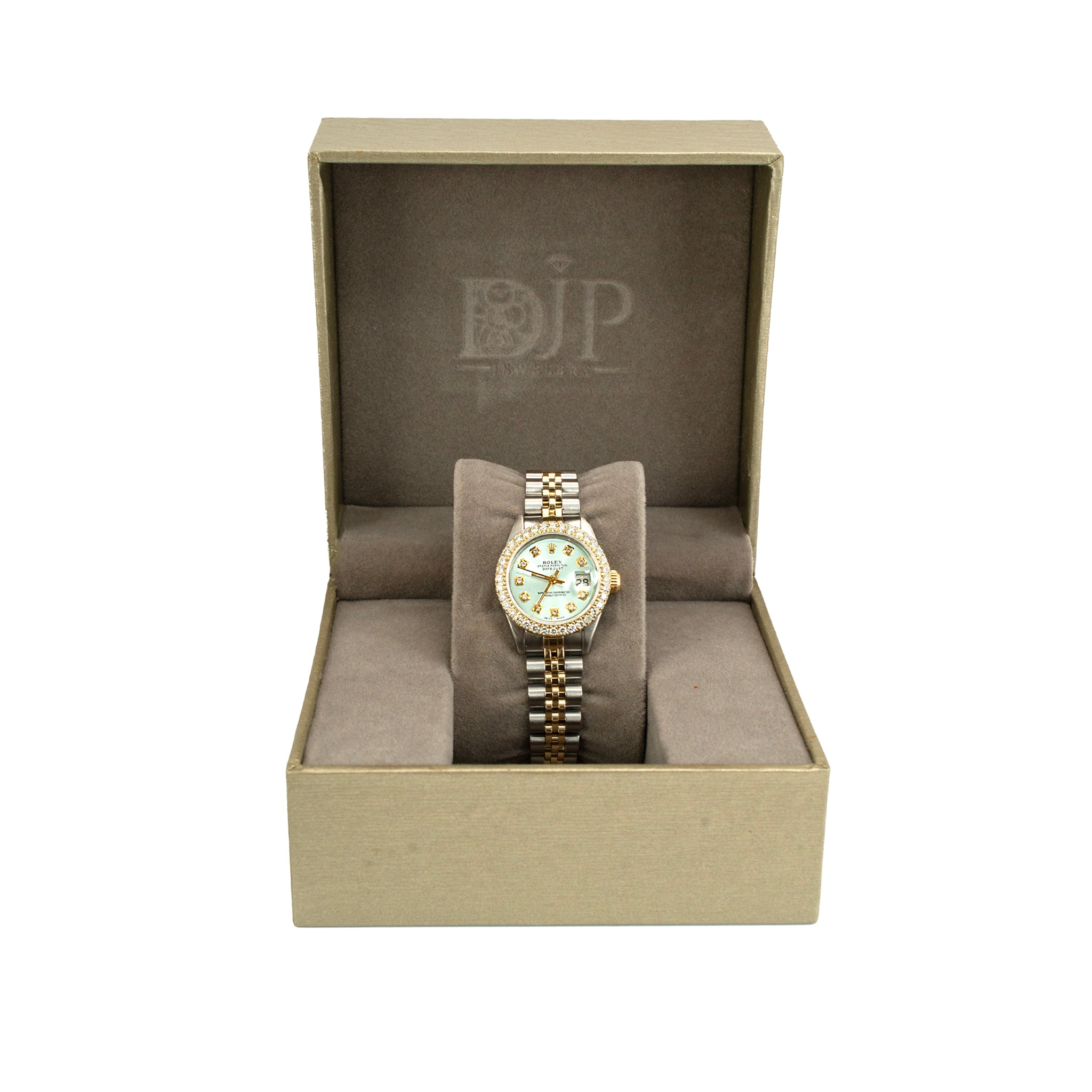 Rolex Ladies Datejust 26mm 69173 Mop Dial Diamond Bezel Jubilee Yellow Gold Steel Watch