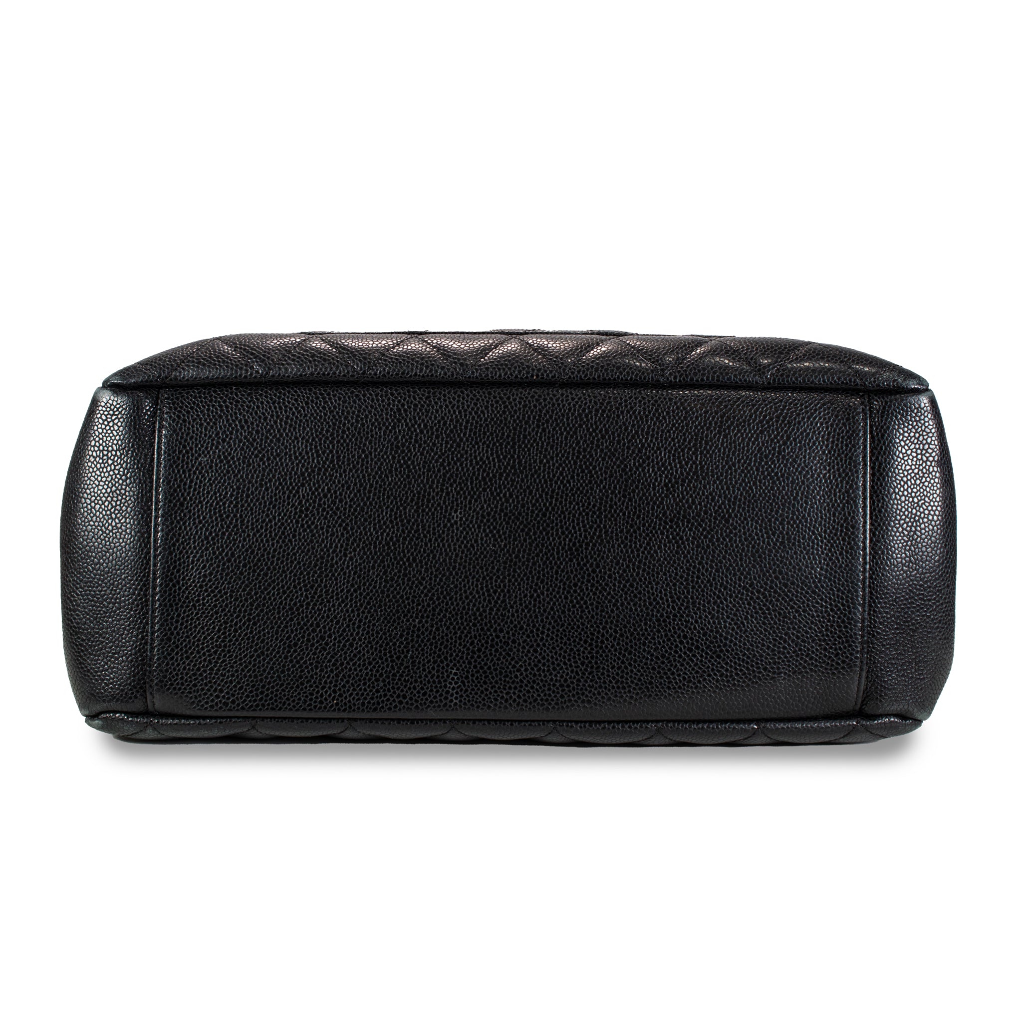 Chanel Grand Shopping GST Black Caviar Quilted Pattern Leather Tote Handbag