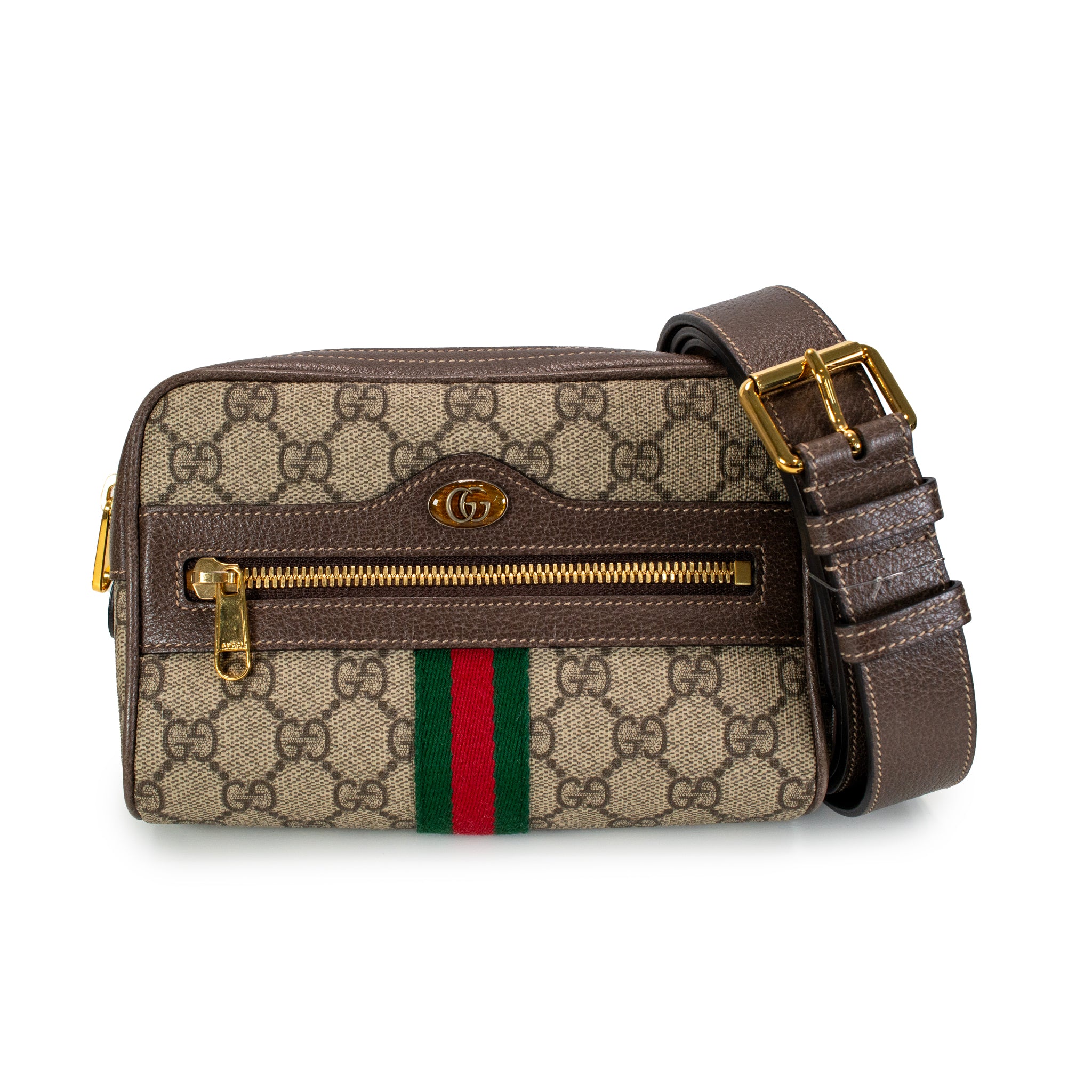 Gucci Small GG Supreme Brown Monogram Ophidia Belt Bag