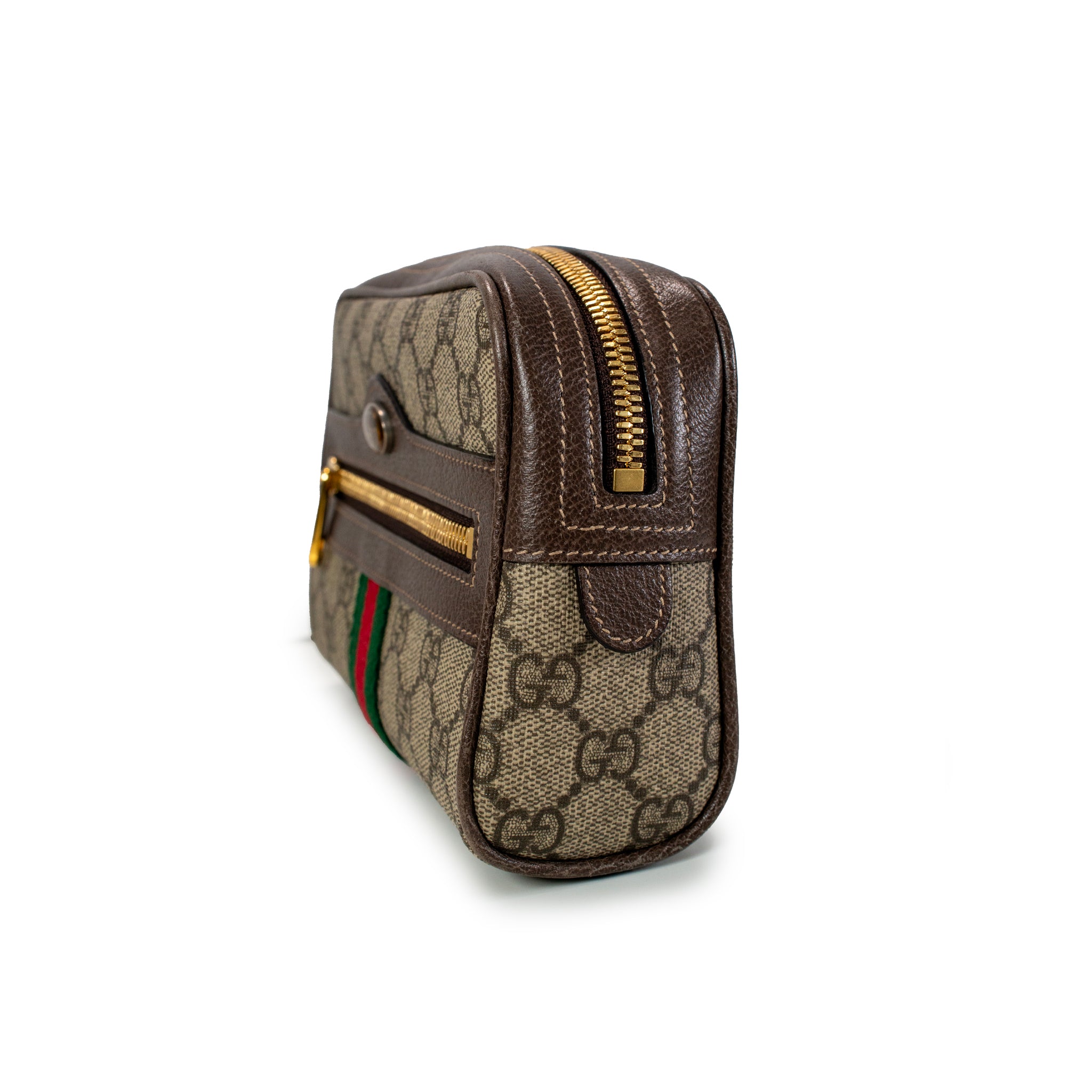 Gucci Small GG Supreme Brown Monogram Ophidia Belt Bag