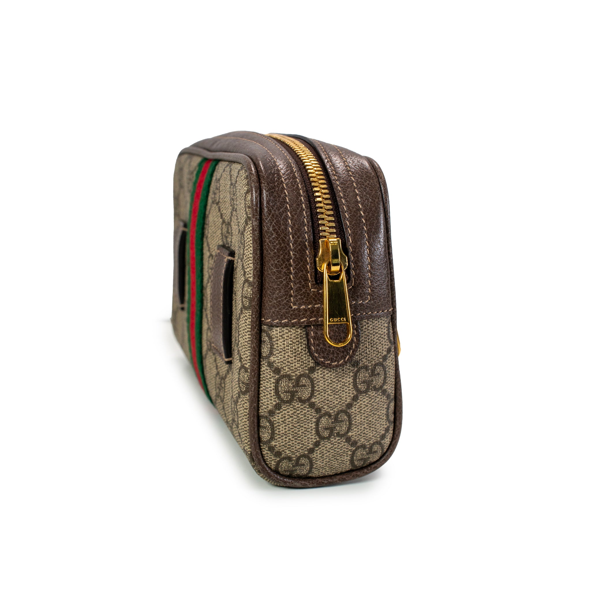 Gucci Small GG Supreme Brown Monogram Ophidia Belt Bag
