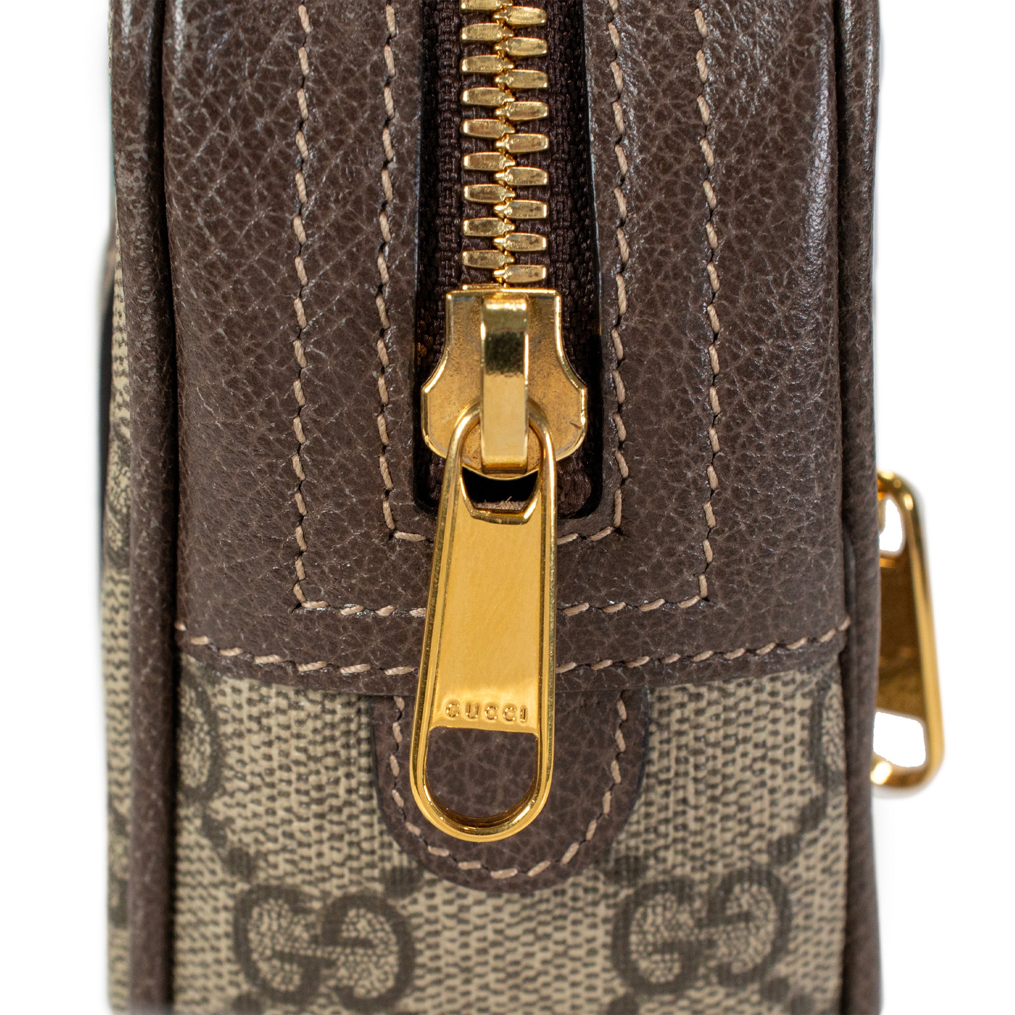 Gucci Small GG Supreme Brown Monogram Ophidia Belt Bag