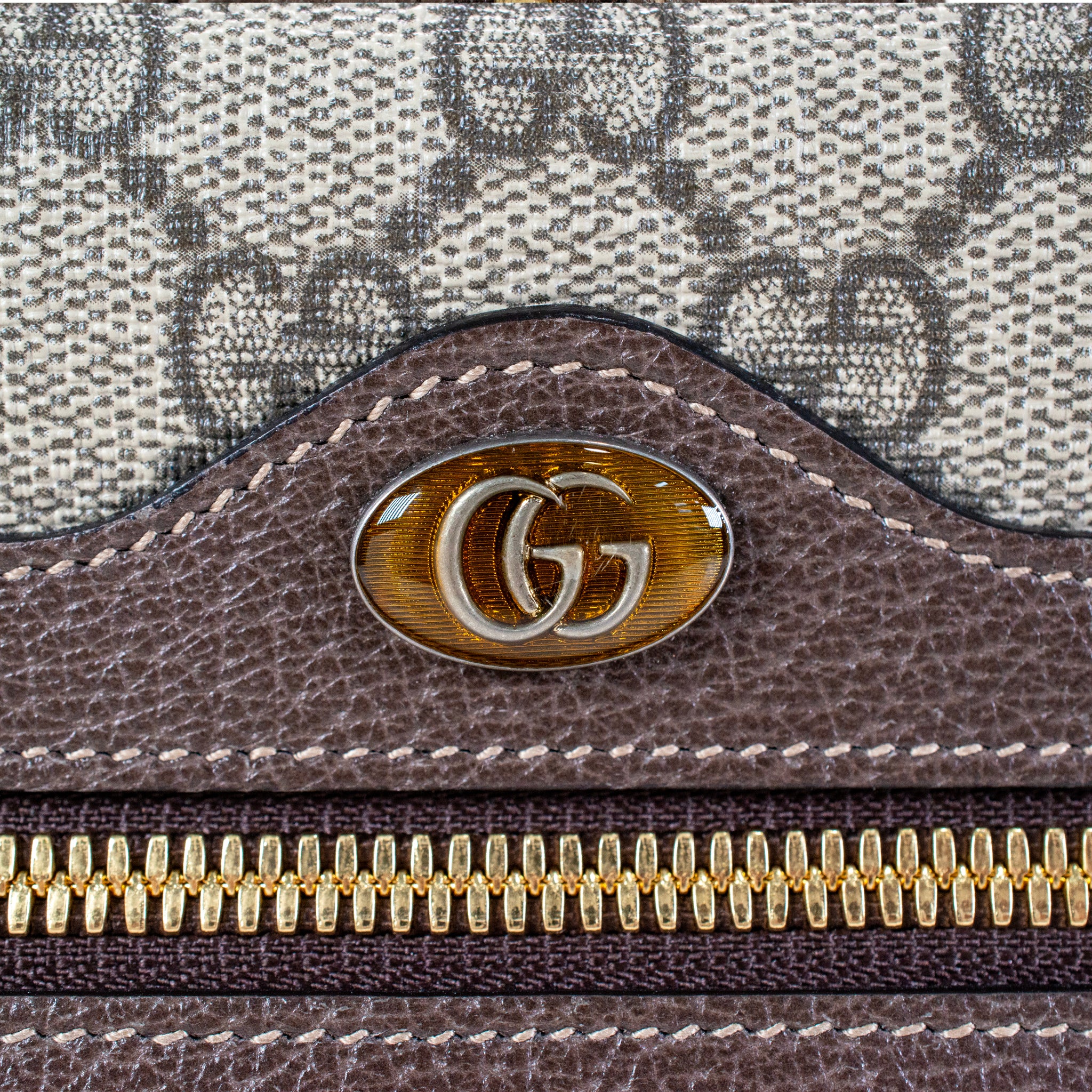 Gucci Small GG Supreme Brown Monogram Ophidia Belt Bag