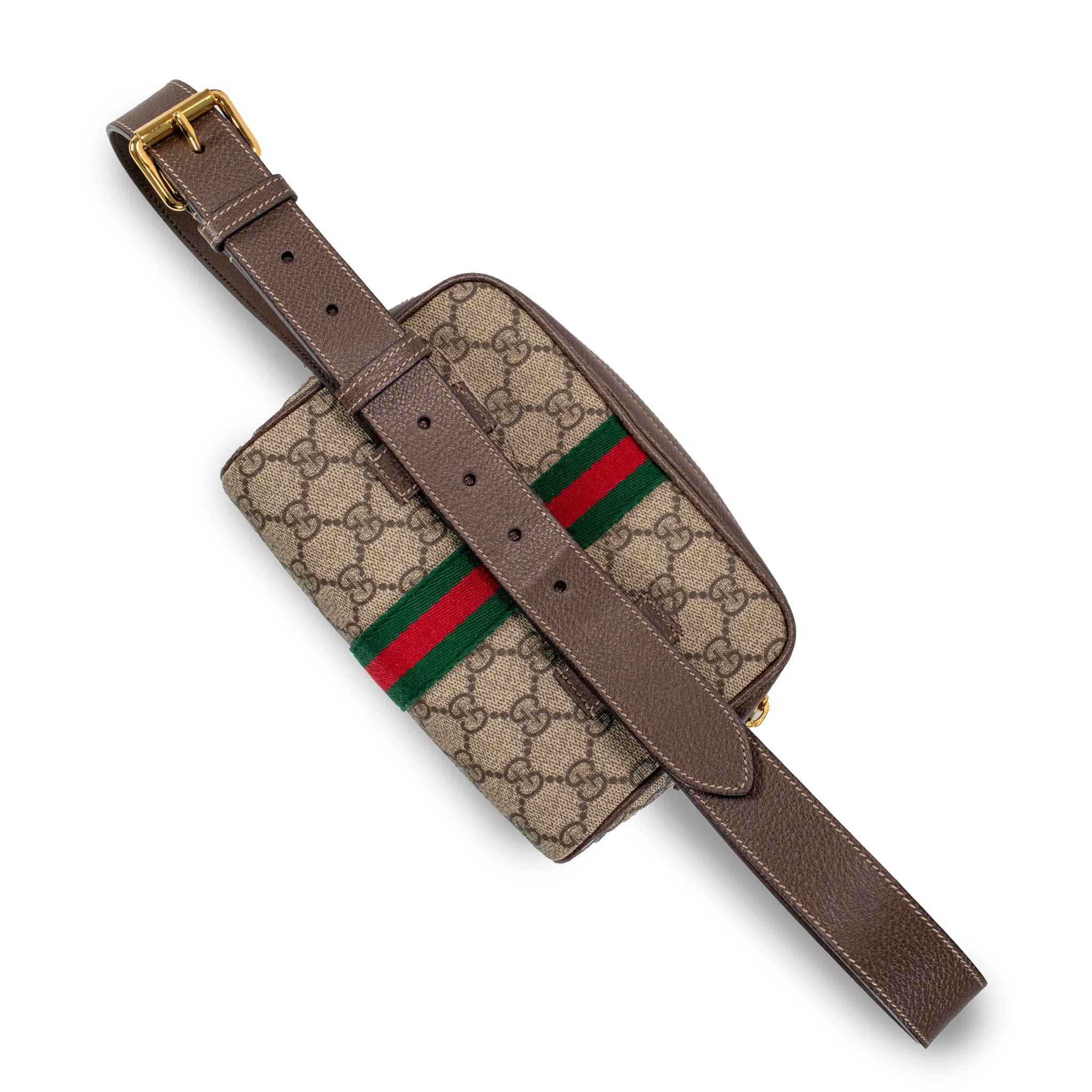 Gucci Small GG Supreme Brown Monogram Ophidia Belt Bag